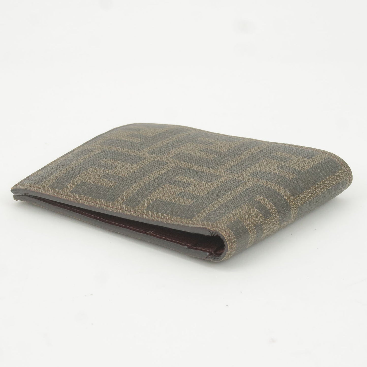 FENDI Zucca Print PVC Bi Fold Wallet Khaki Black 7M0001