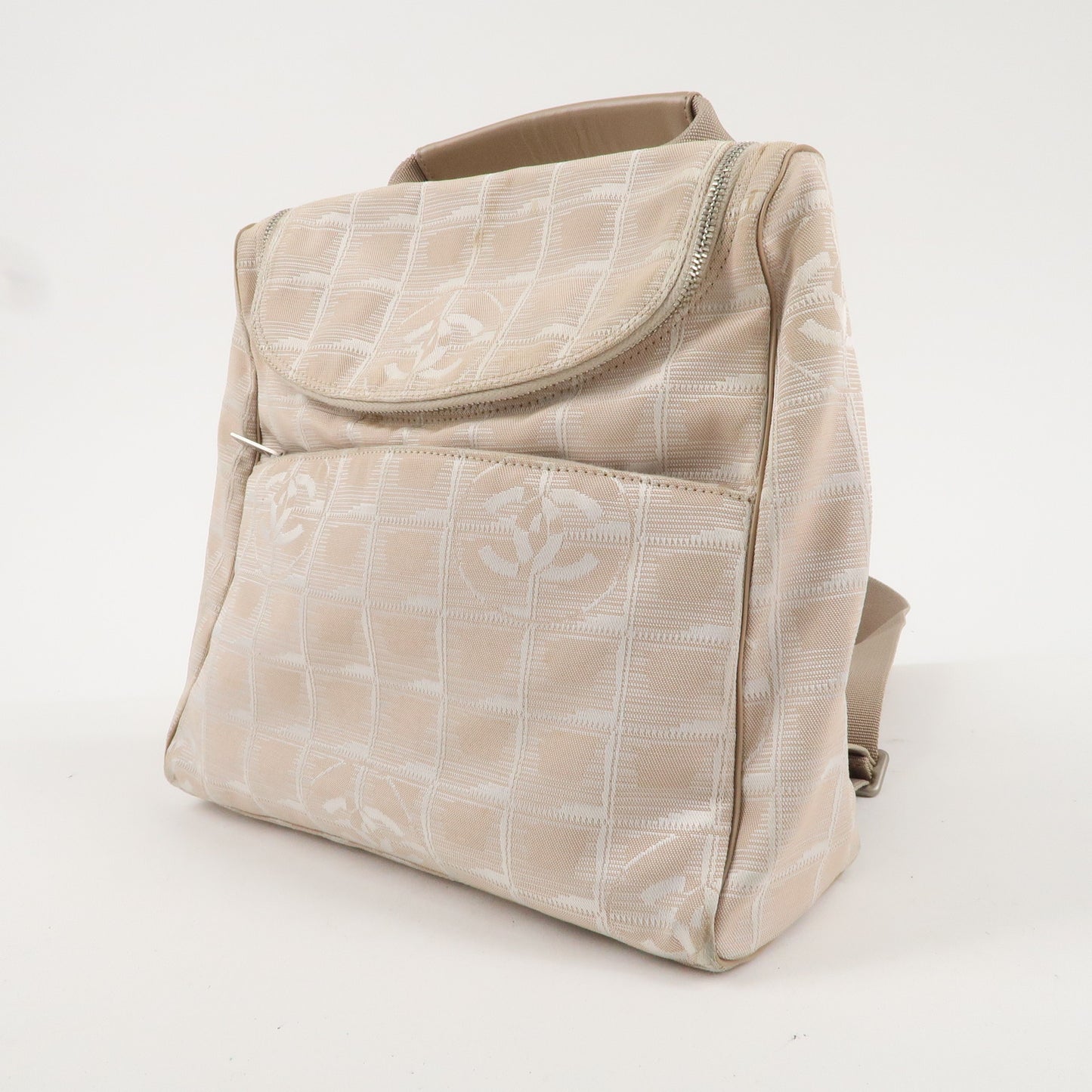 CHANEL New Travel Line Nylon Jacquard 2Way Back Pack Beige A15958