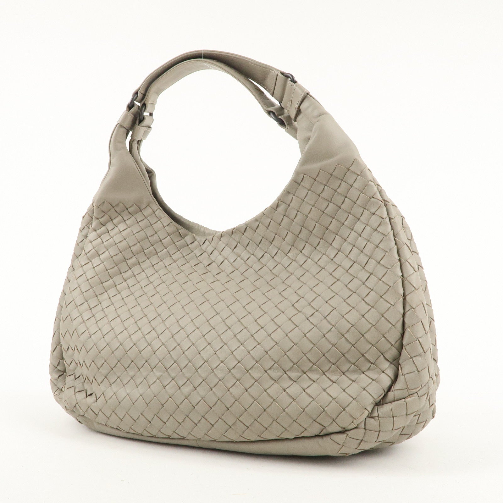 BOTTEGA VENETA Intrecciato Campana Shoulder Bag Gray 125787