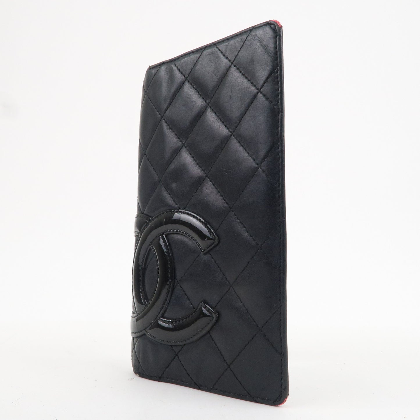 CHANEL Cambon Line Lamb Skin Bi-fold Wallet Black A26717