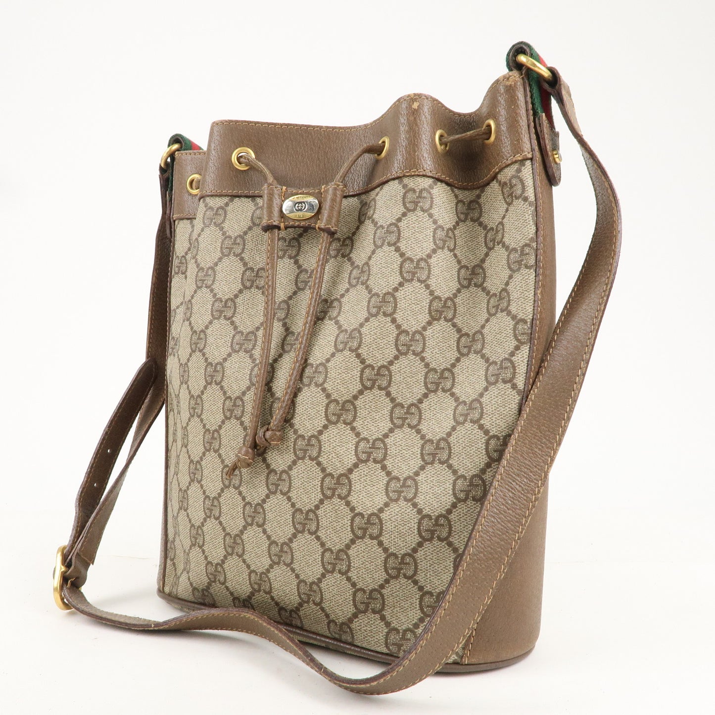 GUCCI Sherry Old GUCCI GG Plus Leather Shoulder Bag 41.02.034