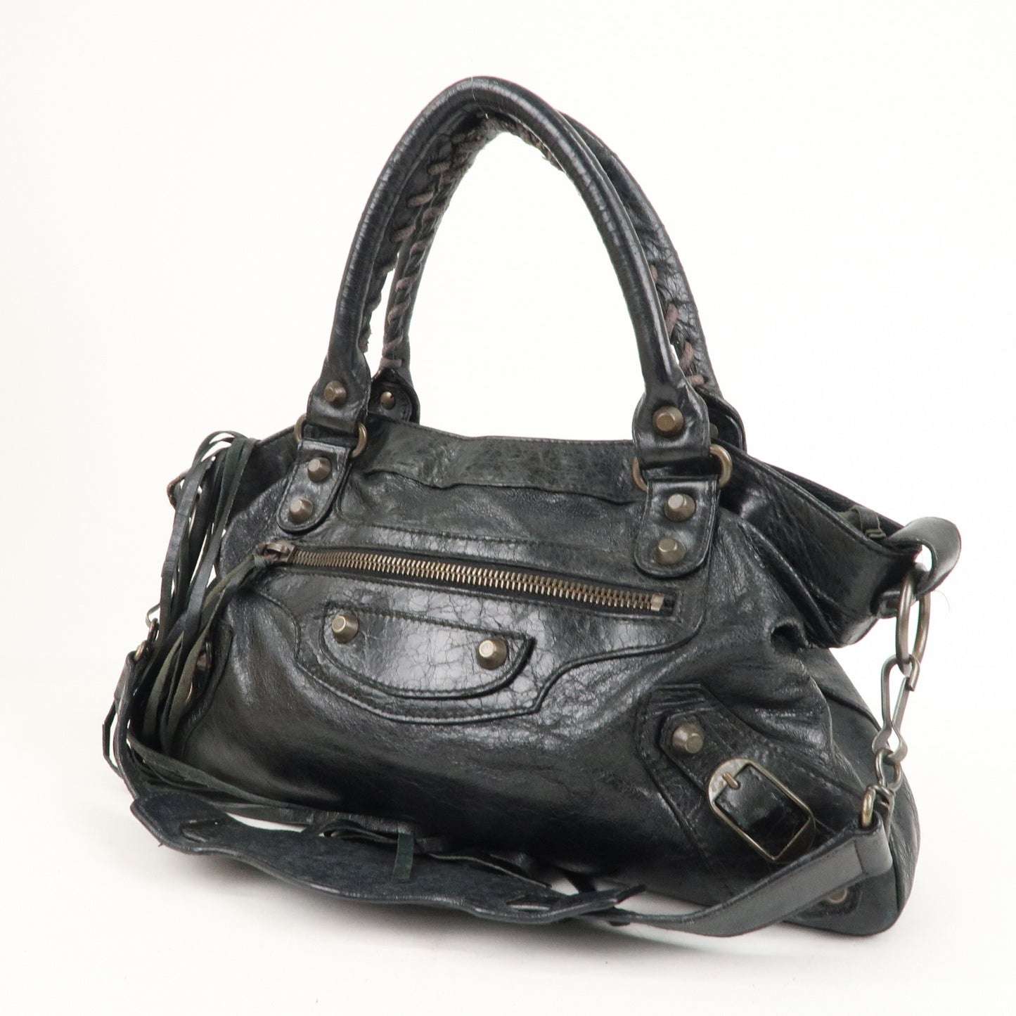 BALENCIAGA-The-City-Leather-2Way-Hand-Bag-Black-115748 – dct