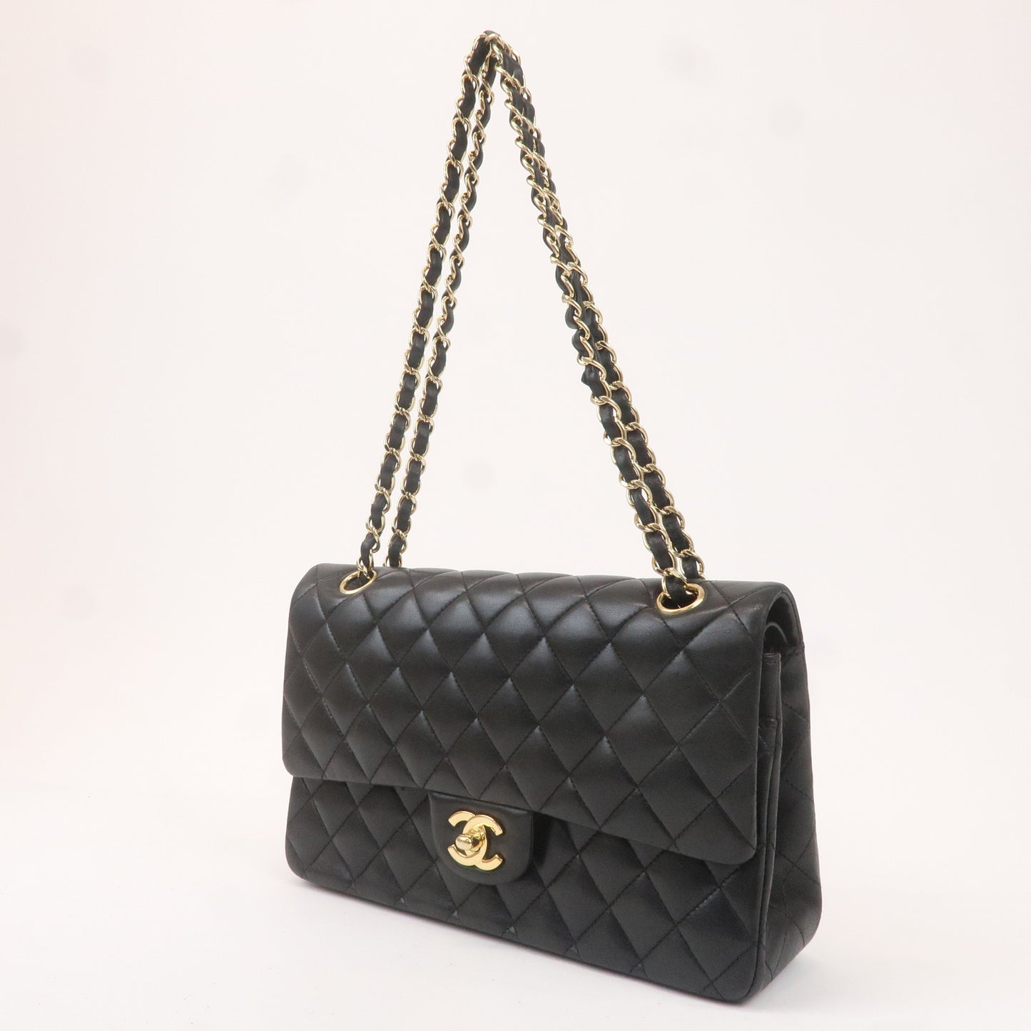 CHANEL Matelasse 25 Lamb Skin Double Flap Shoulder Bag A01112