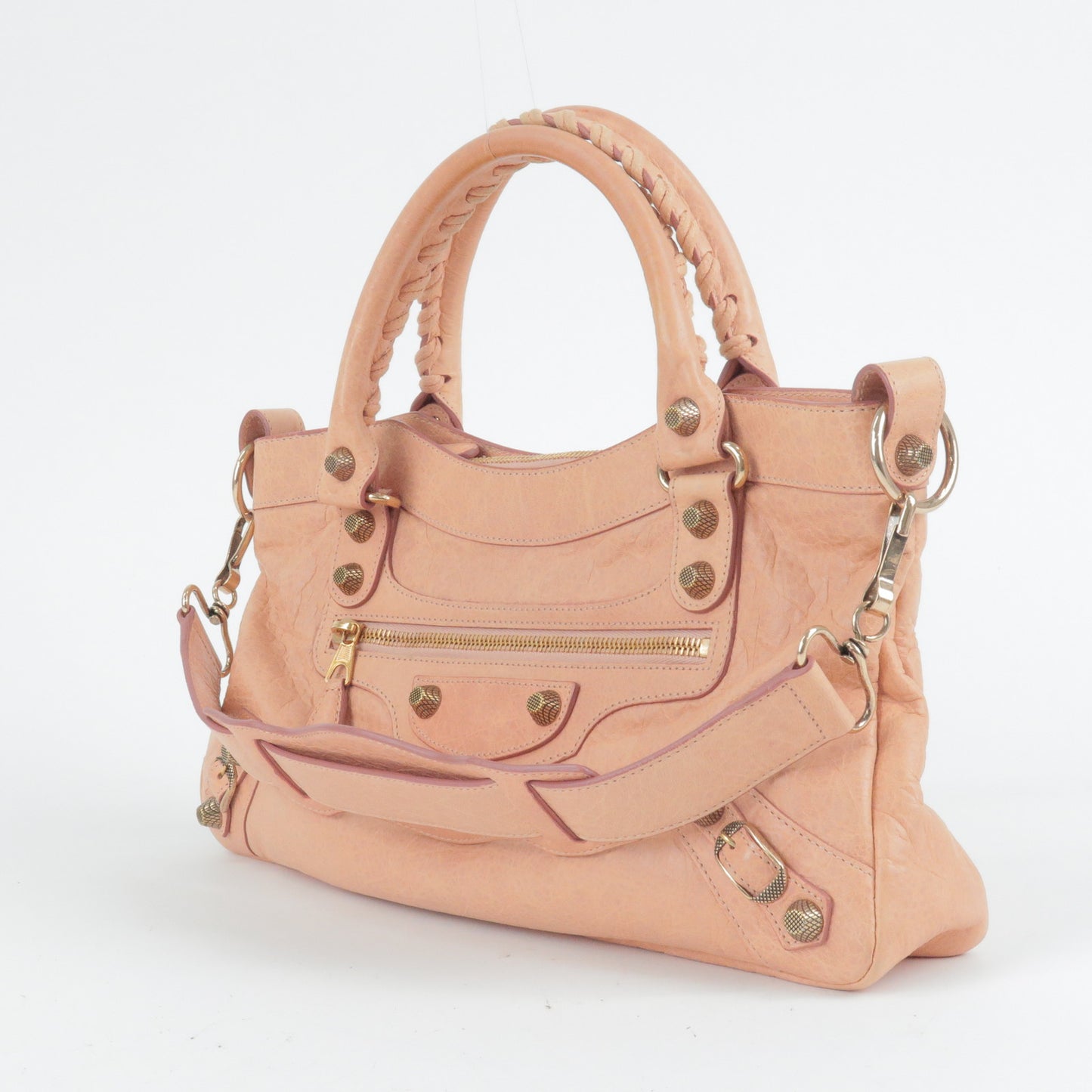BALENCIAGA Leather The Giant First 2Way Hand Bag Pink 240577