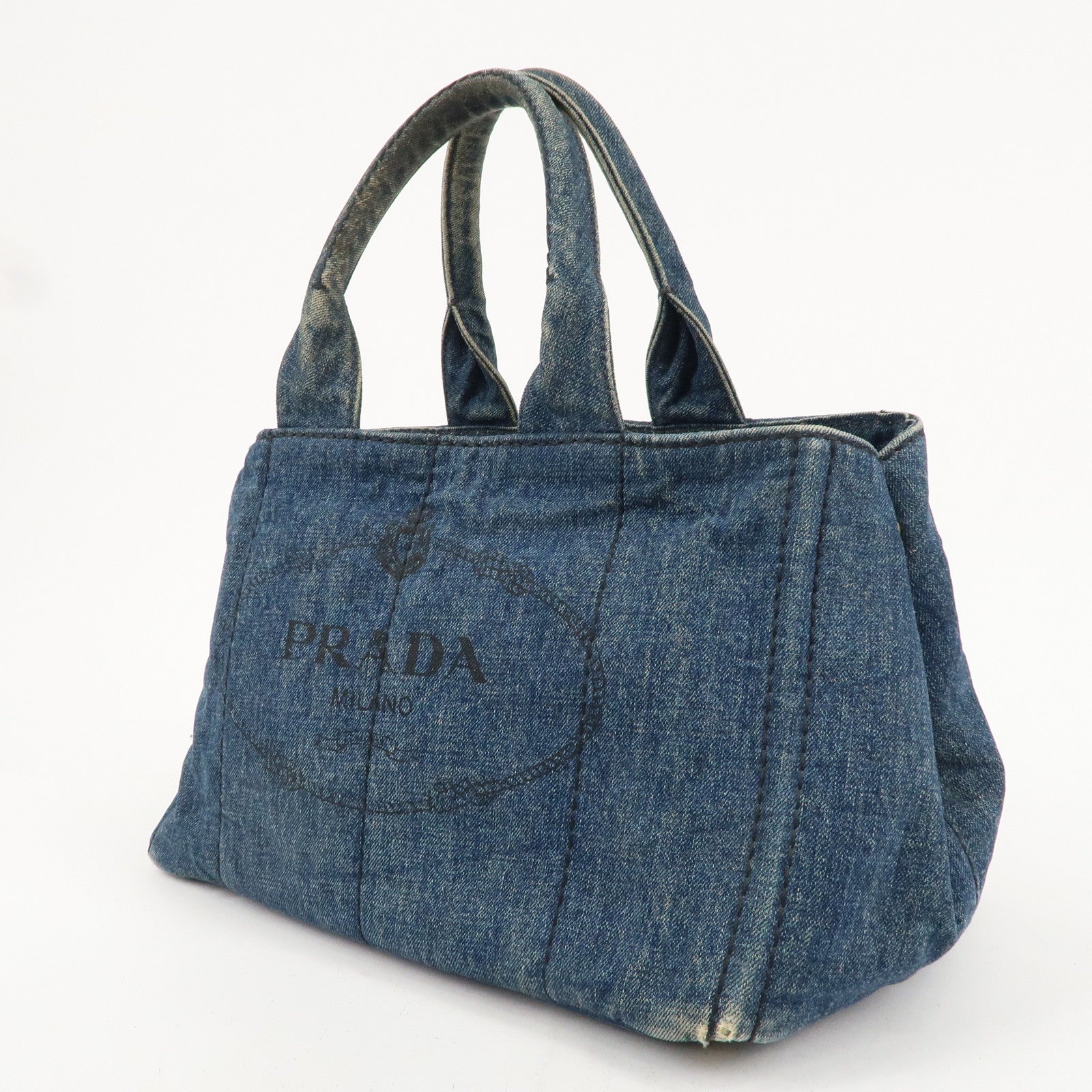 PRADA Canapa Denim Tote Bag Hand Bag Blue B1872B dct ep vintage