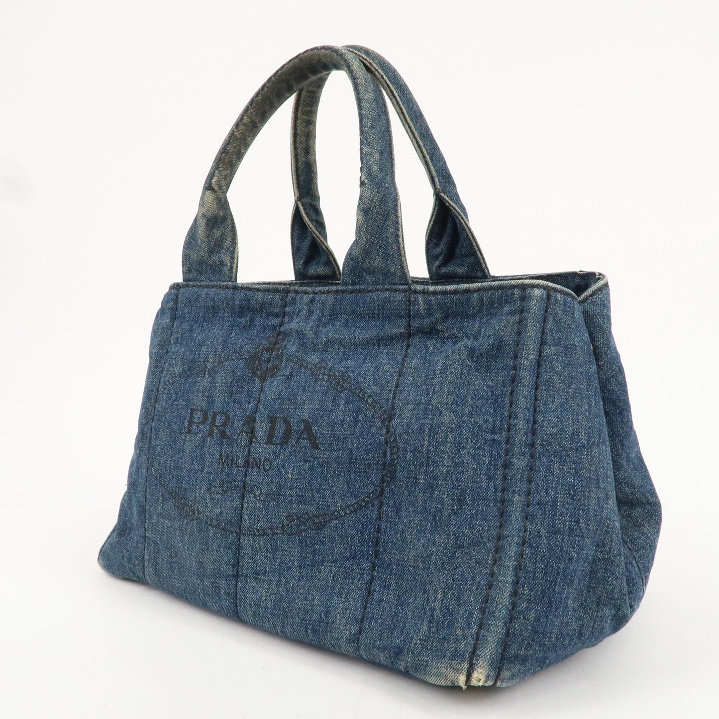 PRADA Canapa Denim Tote Bag Hand Bag Blue B1872B