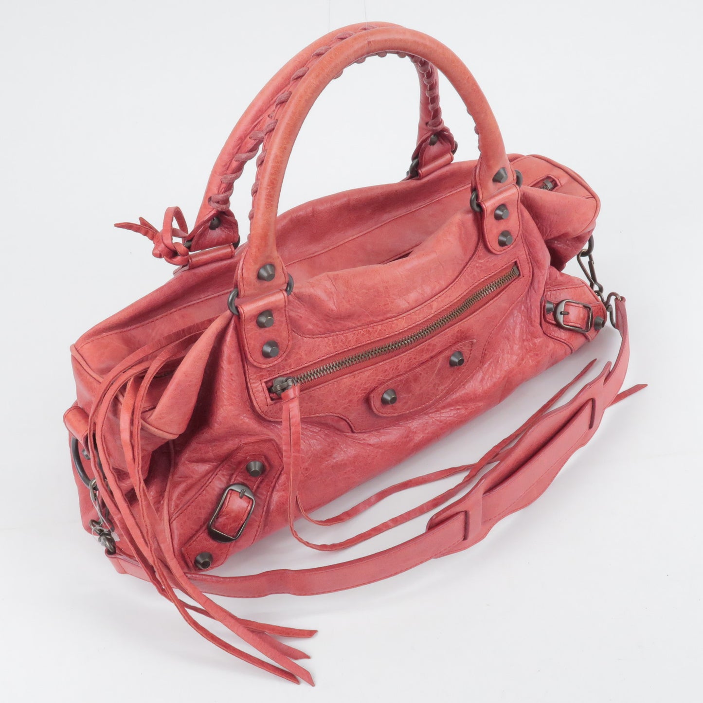 BALENCIAGA The Twigy Leather 2Way Hand Bag Shoulder Bag Red 128523