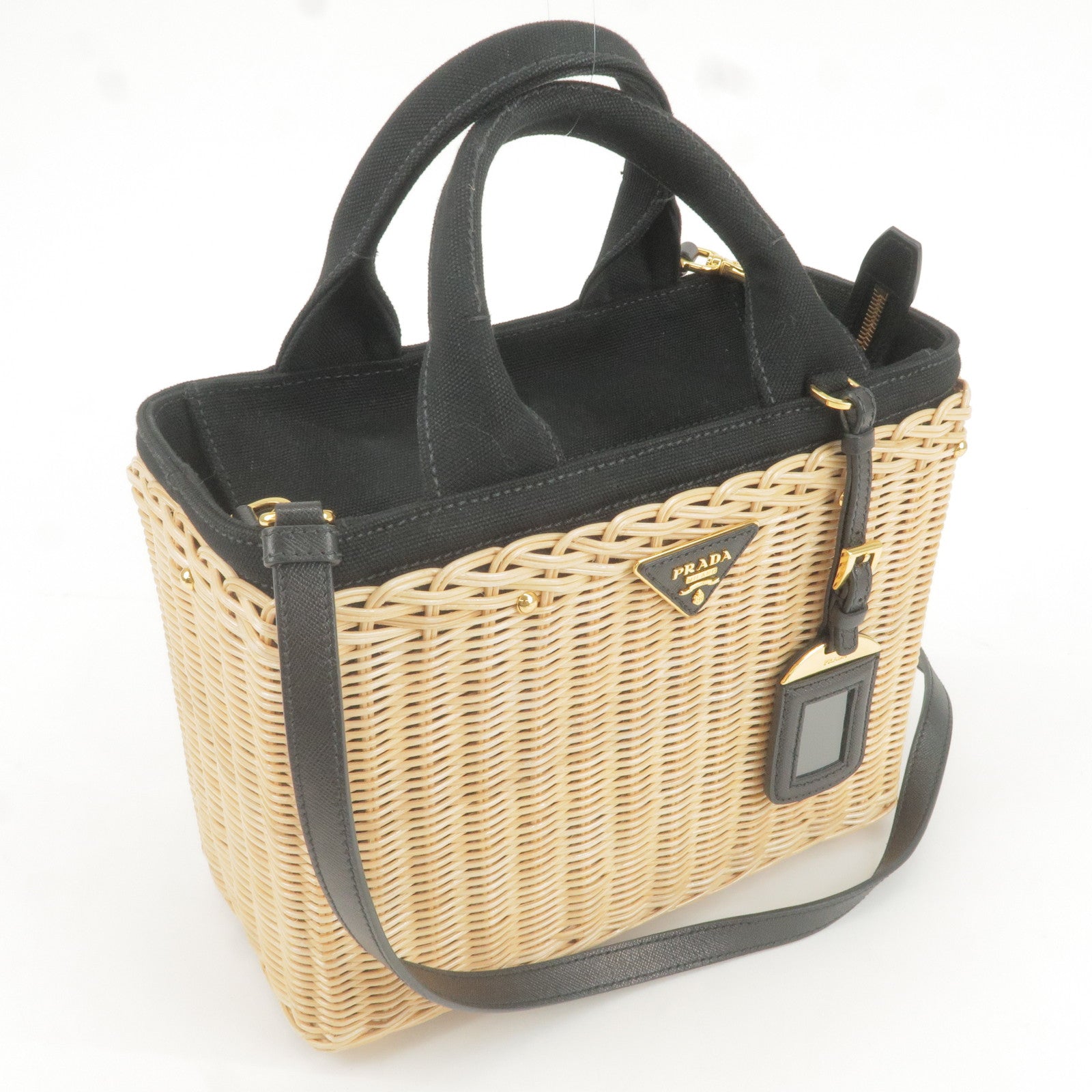 PRADA-Wicker-Canvas-2Way-Basket-Bag-Hand-Bag-Black-1BG835 – dct-ep_vintage  luxury Store
