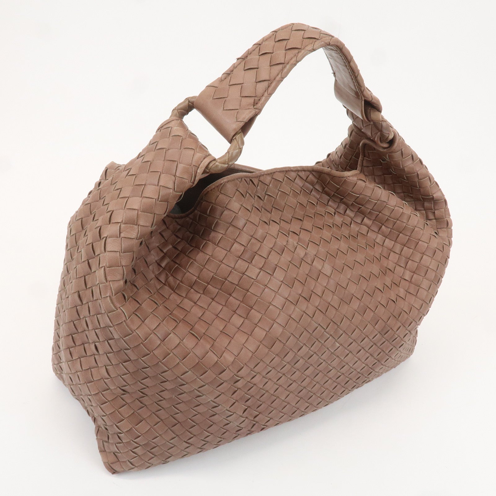 BOTTEGA VENETA Hobo Intrecciato Leather Shoulder Bag Brown 72918