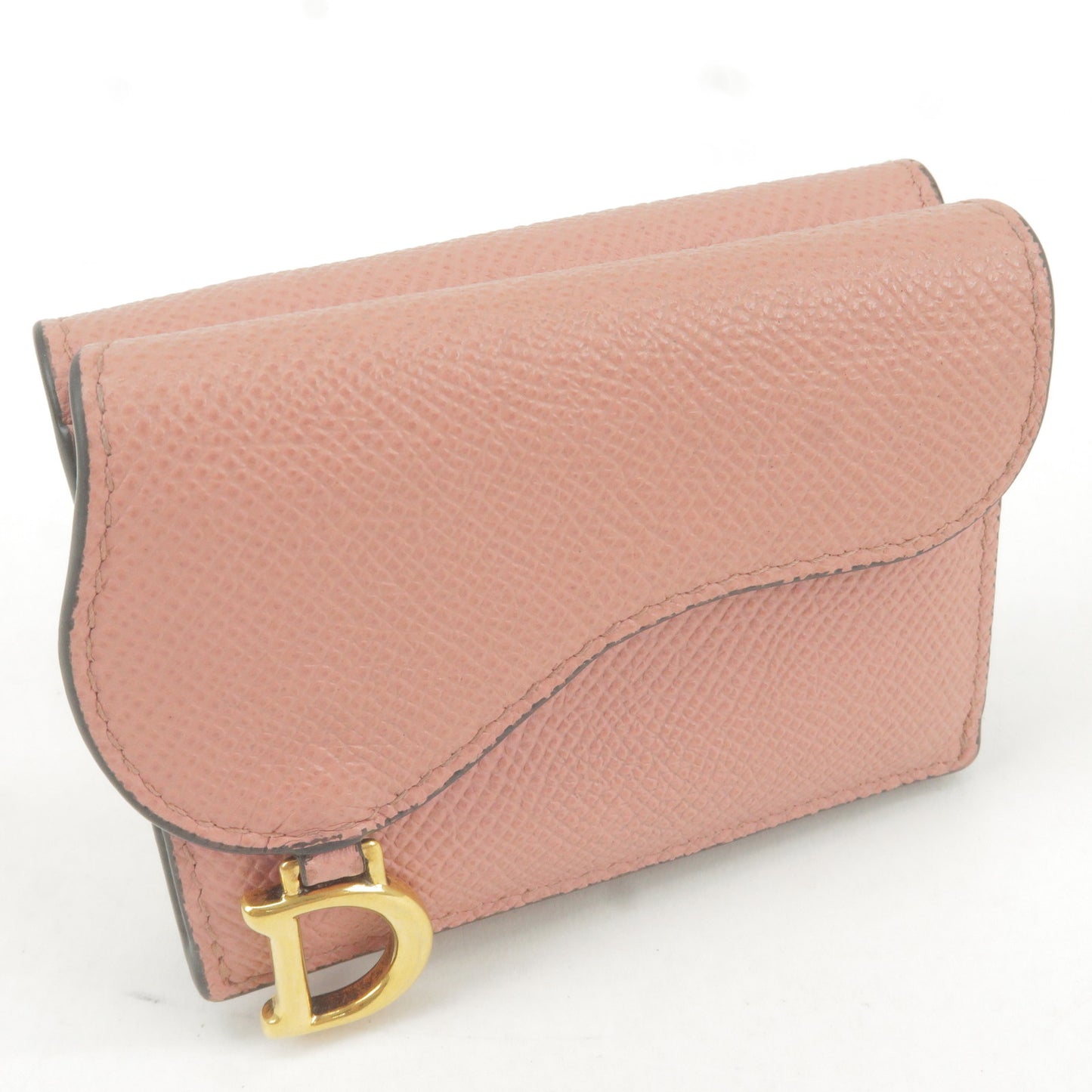 Christian Dior Leather Saddle Compact Trifold Wallet Pink