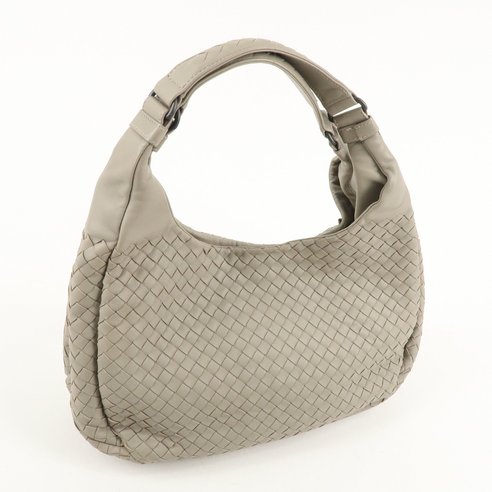 BOTTEGA VENETA Intrecciato Campana Shoulder Bag Gray 125787