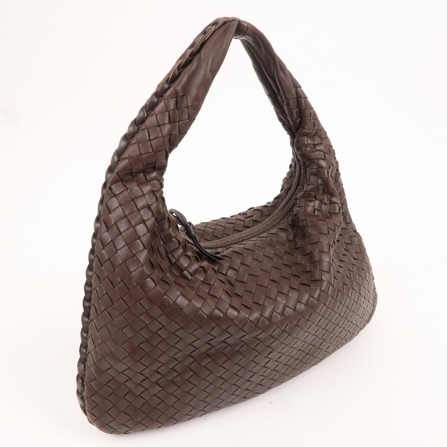 BOTTEGA VENETA Intrecciato Leather Shoulder Bag Brown 115653