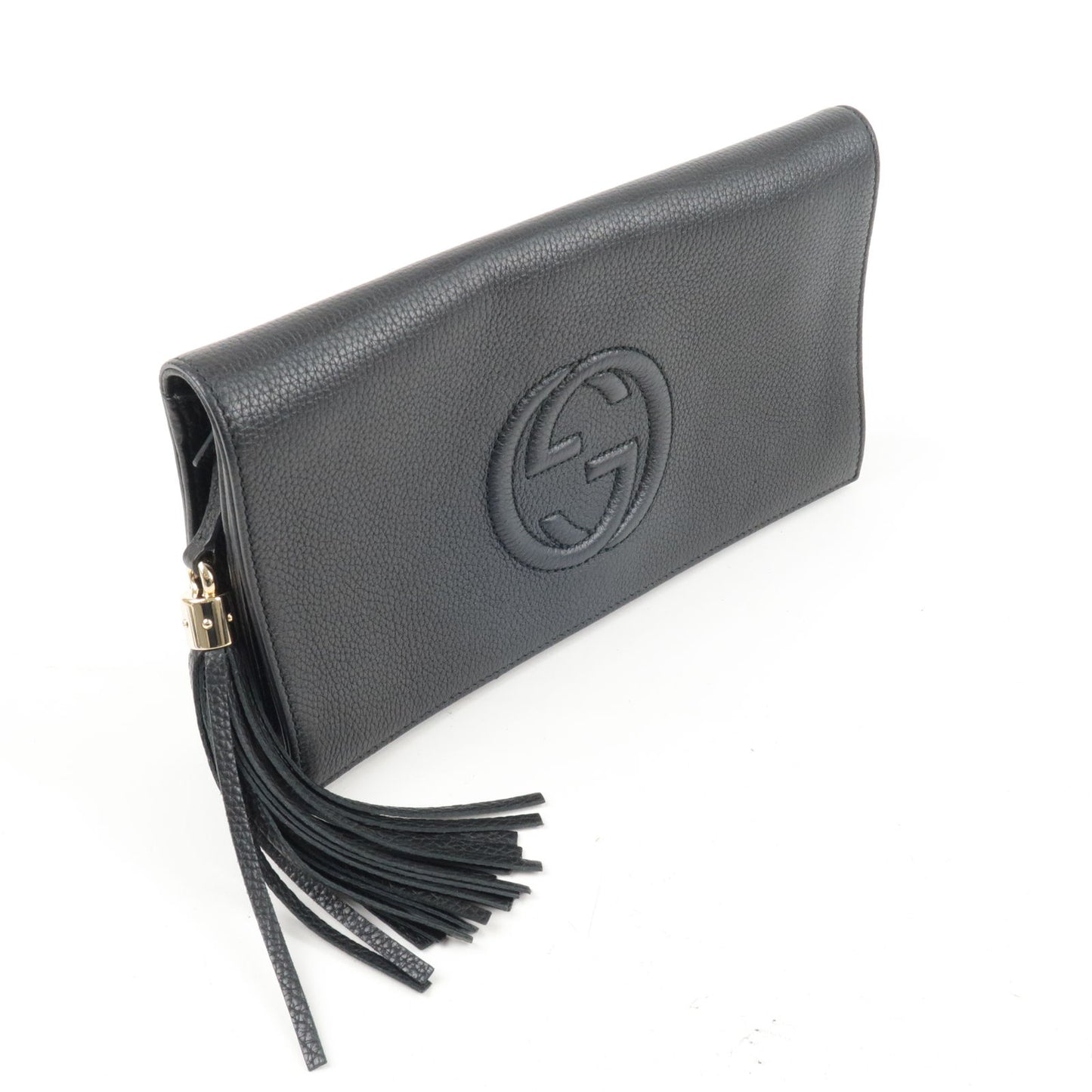 GUCCI SOHO Leather Clutch Bag Black 336753