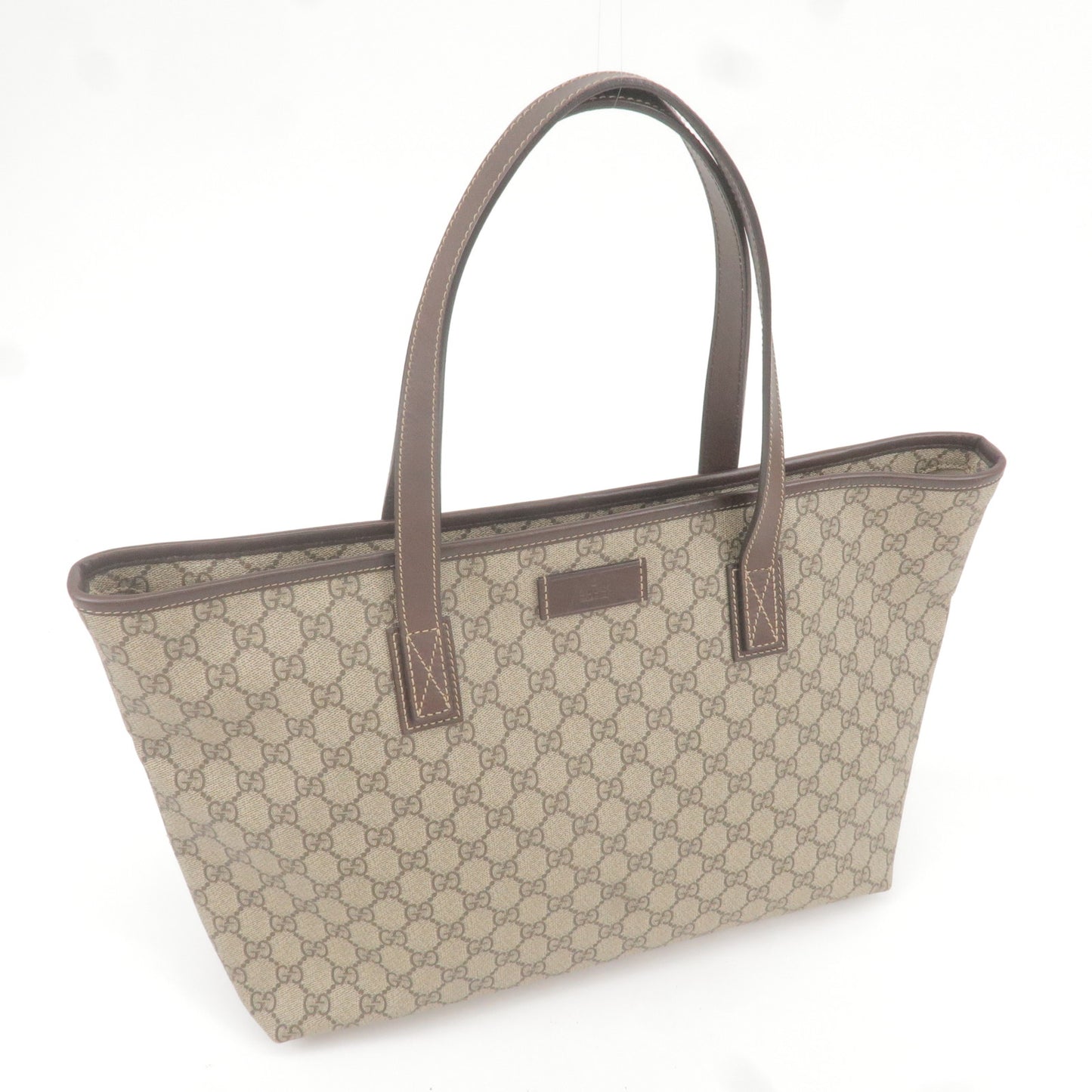GUCCI GG Supreme Leather Tote Bag Beige Brown 211137
