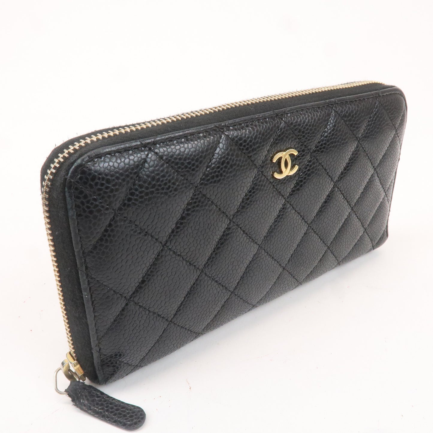 CHANEL Matelasse Coco Mark Caviar Skin Long Wallet Black A50097