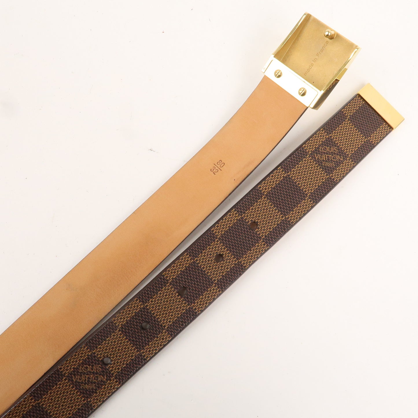 Louis Vuitton Damier Ebene Saint Tulle Carre Belt 80/32 M6802