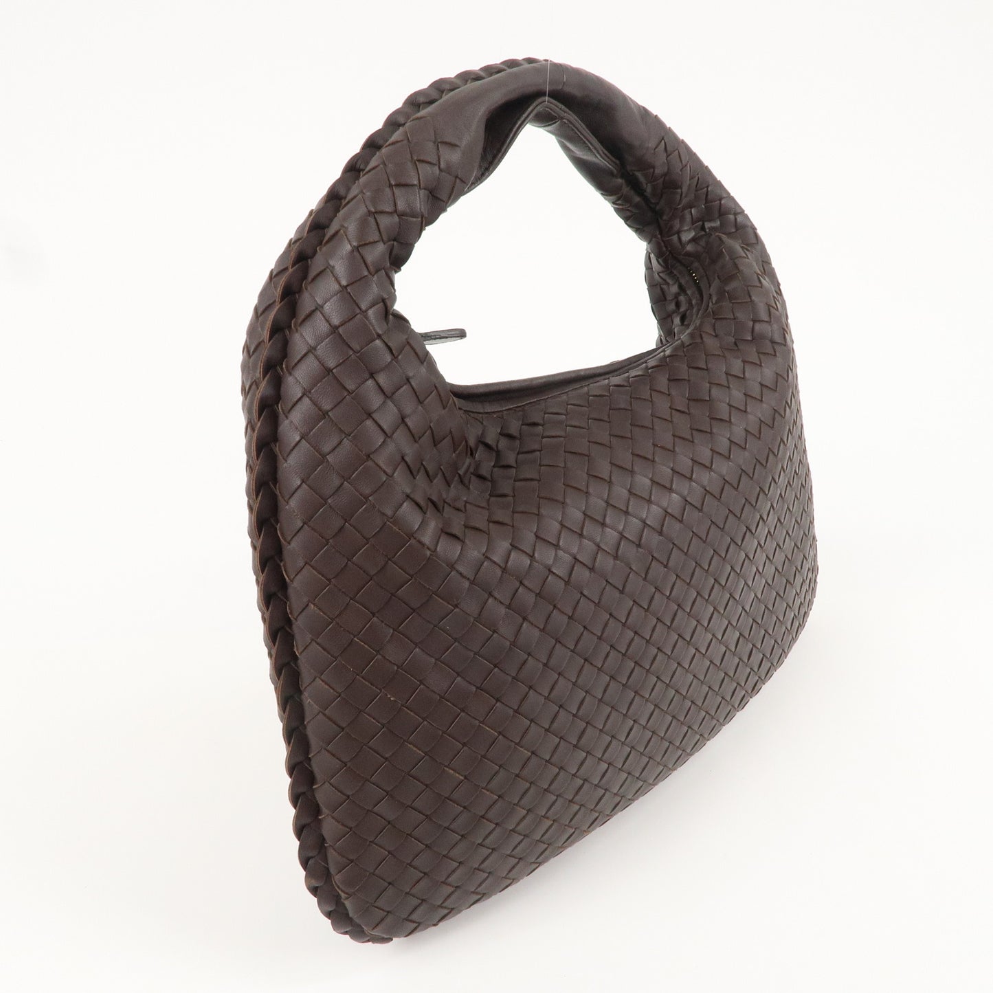 BOTTEGA VENETA Intrecciato Leather Hobo Shoulder Bag Brown 115653