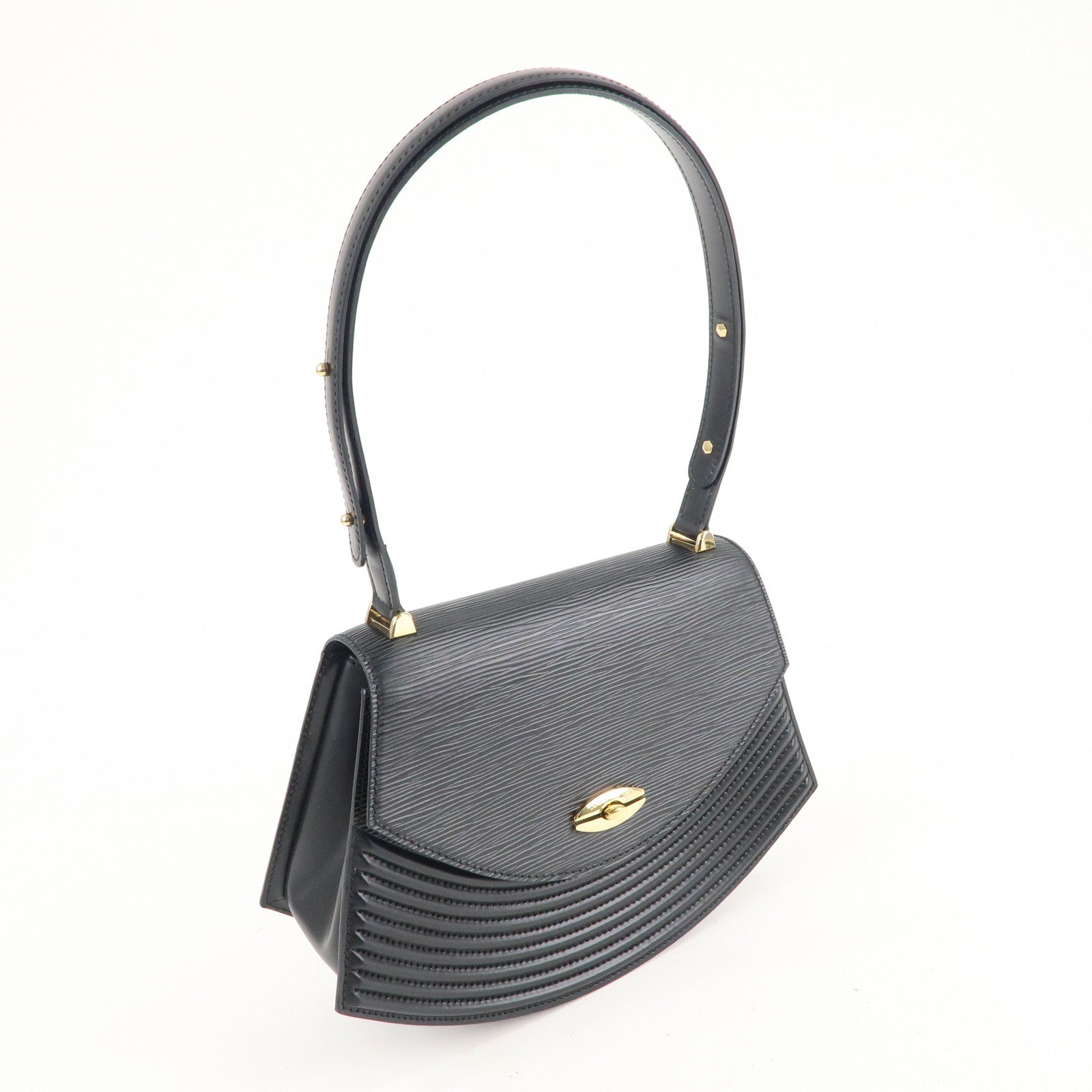 [Very Beautiful] Louis Vuitton Logo Epi Leather Purse Shoulder Bag Noir  Black