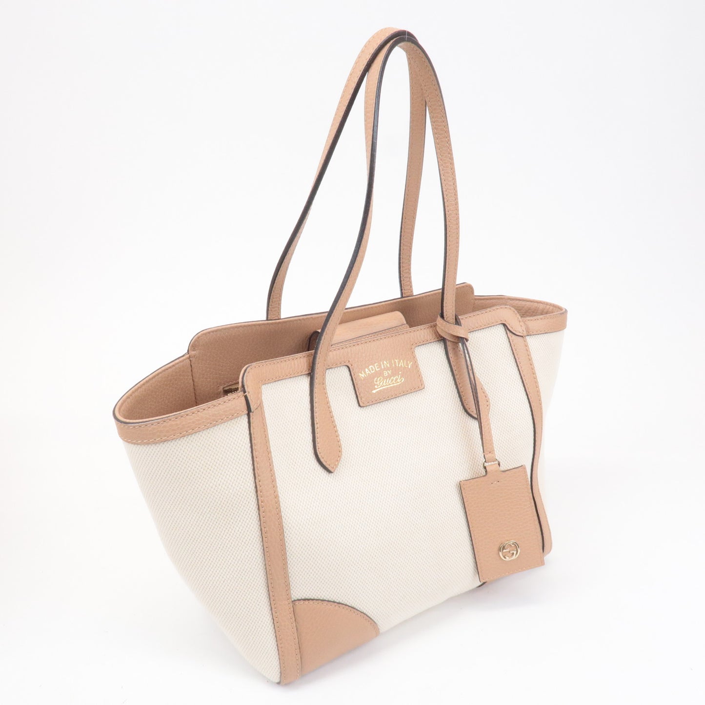 GUCCI Swing Canvas Leather Tote bag Hand Bag Beige 354408