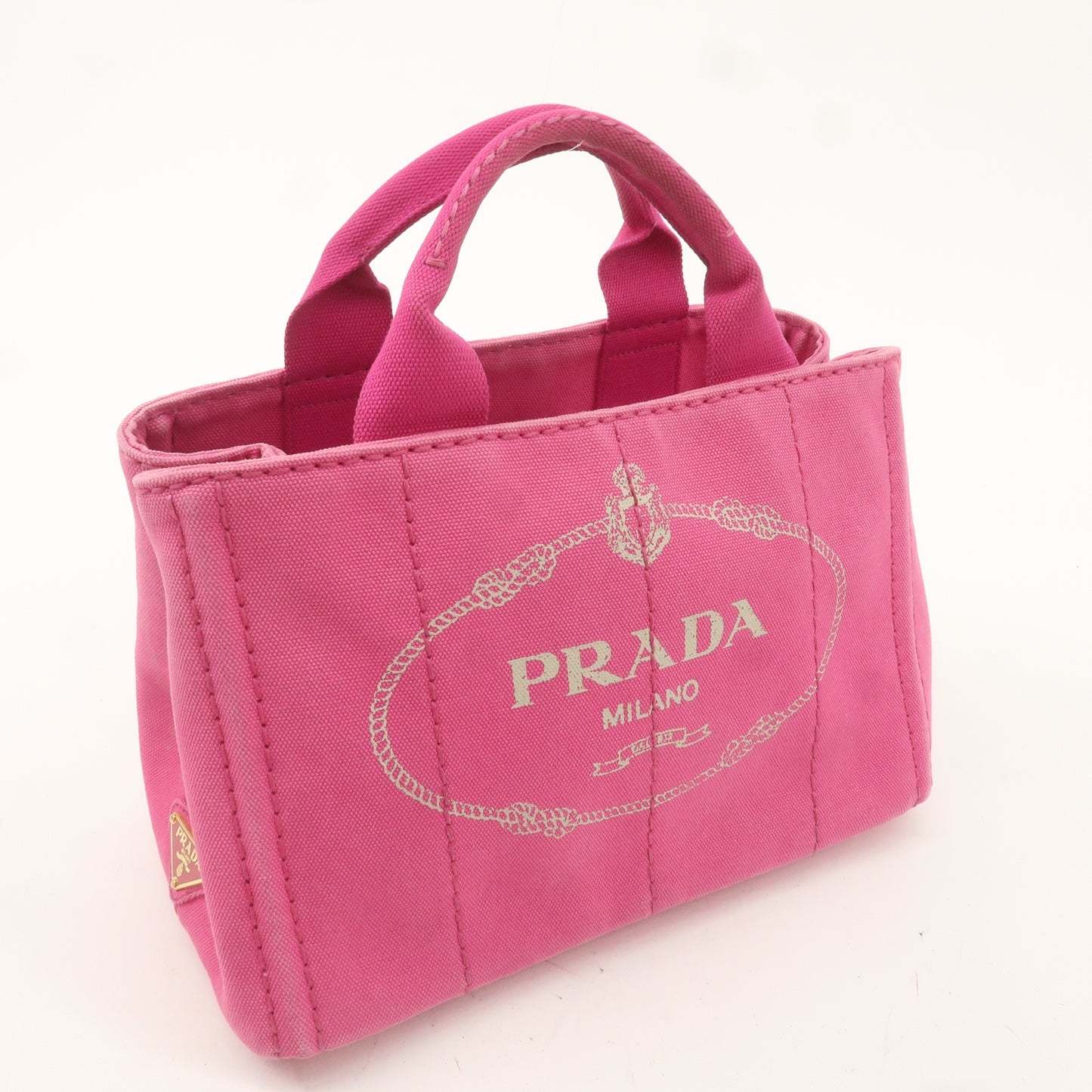 PRADA Logo Canapa Mini Canvas 2Way Bag Hand Bag Pink B2439G