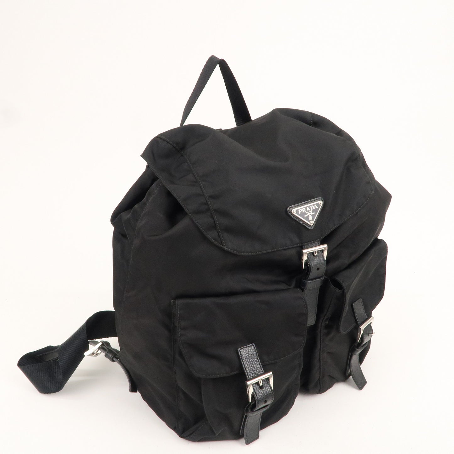 PRADA Nylon Leather Back Pack Black