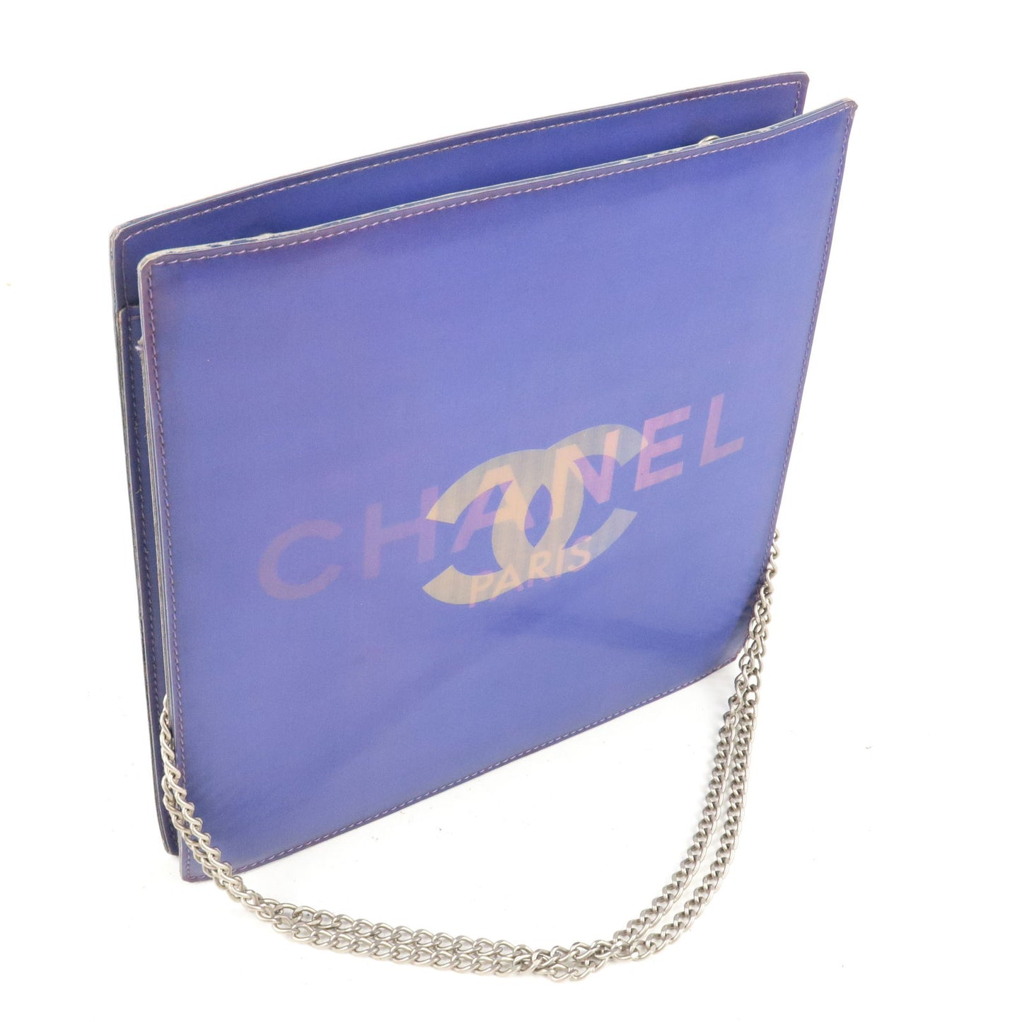 Chanel Vinyl Hologram Chain Shoulder Bag Purple 6109372