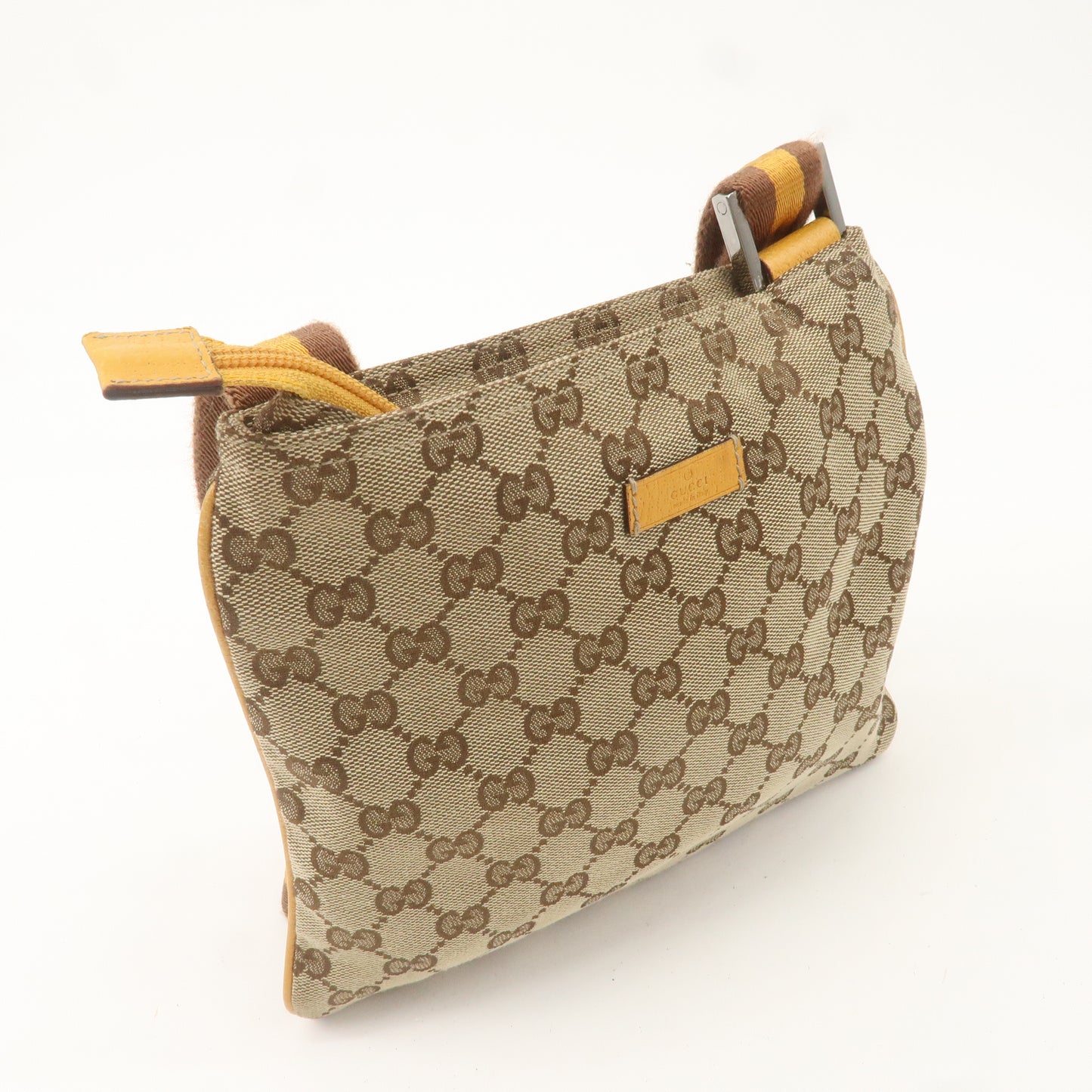 GUCCI Sherry Line GG Canvas Leather Shoulder Bag Beige 146309