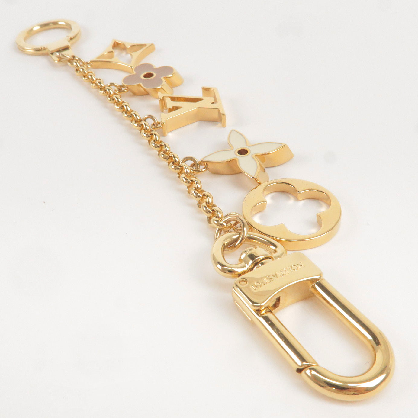 Louis Vuitton Bag Charm Chain Fleur De Monogram White/Beige in Brass with  Brass - US