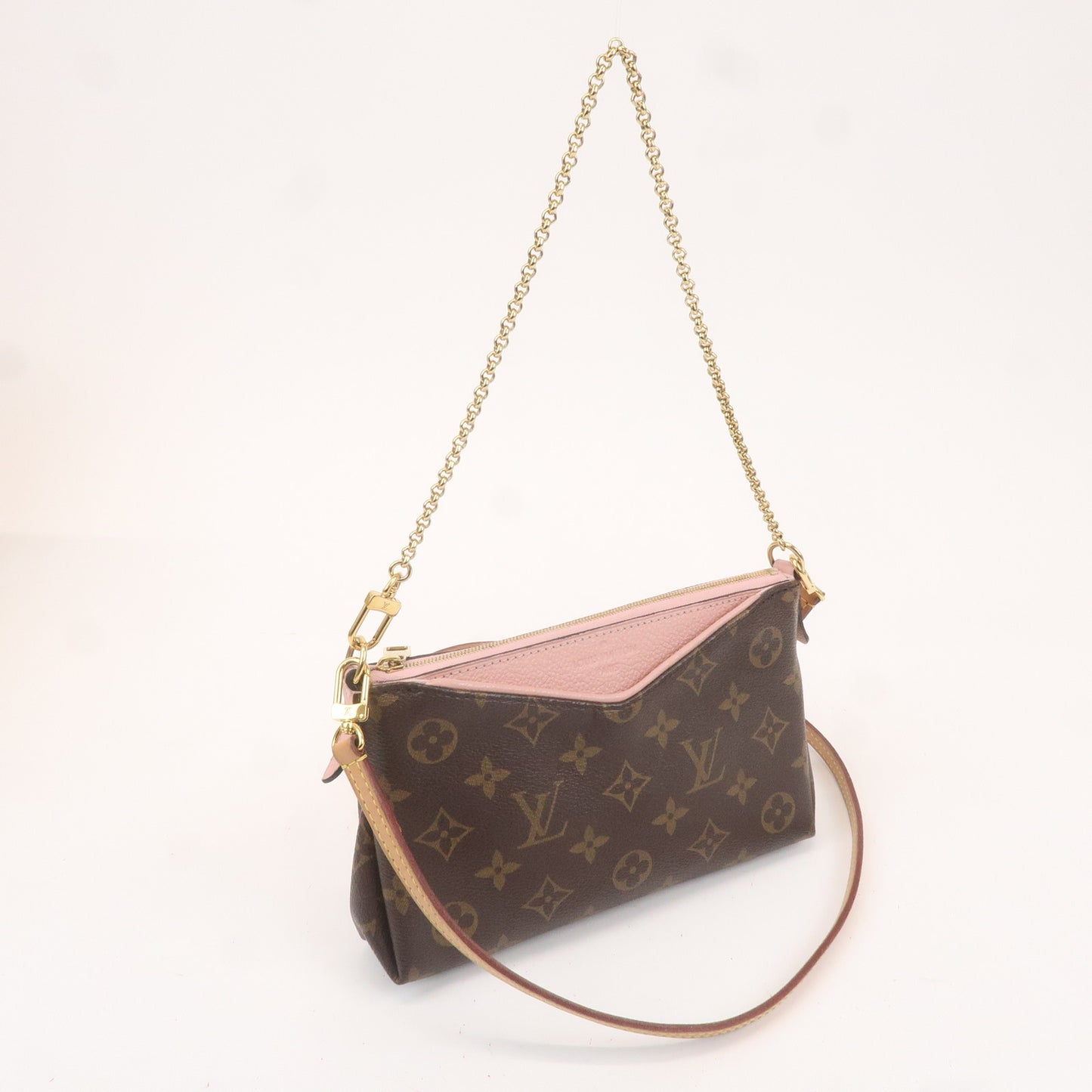 Louis Vuitton Monogram Pallas Clutch 2Way Shoulder Bag Pink M44037