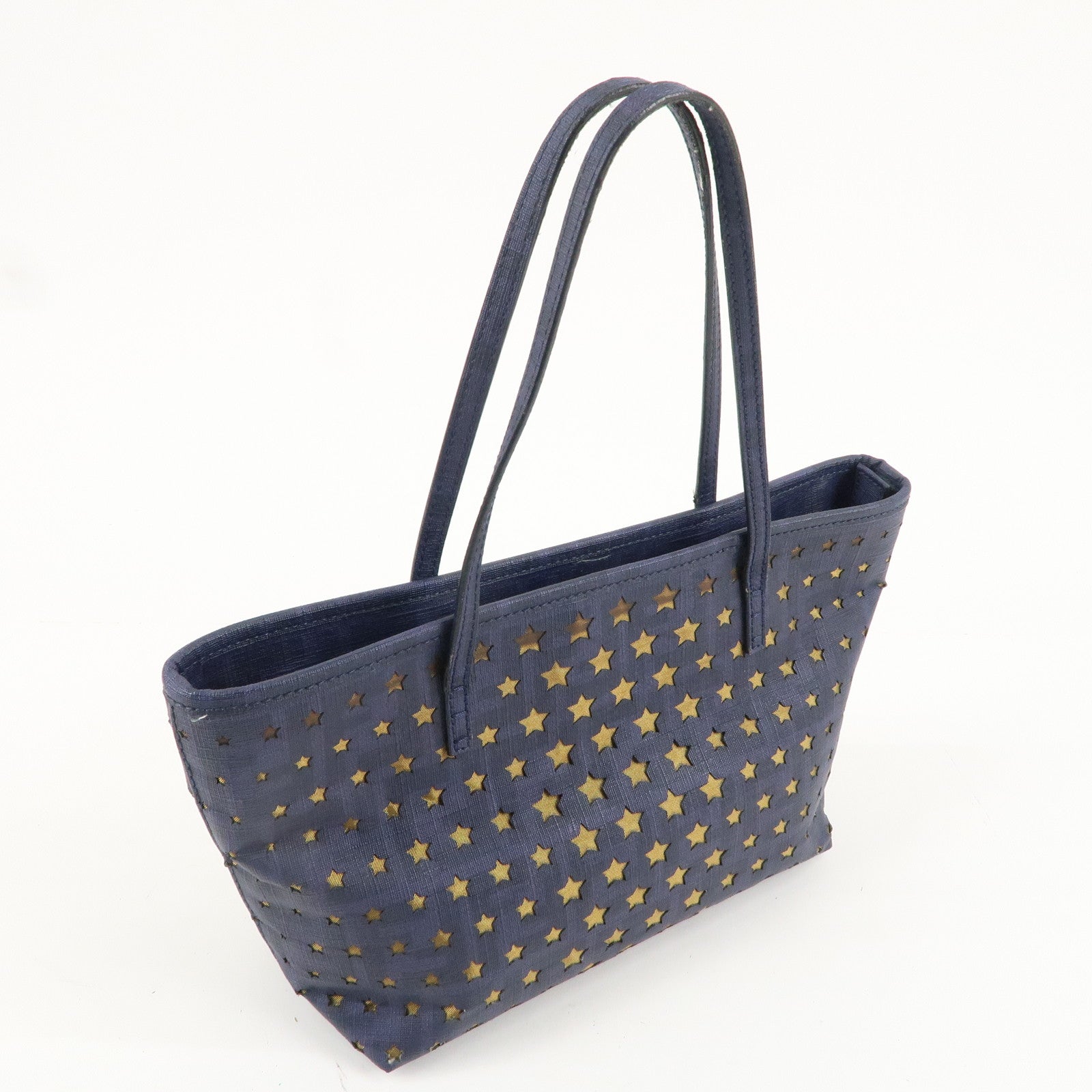 FENDI Zucca PVC Canvas Punching Star Tote Bag Navy 8BH223