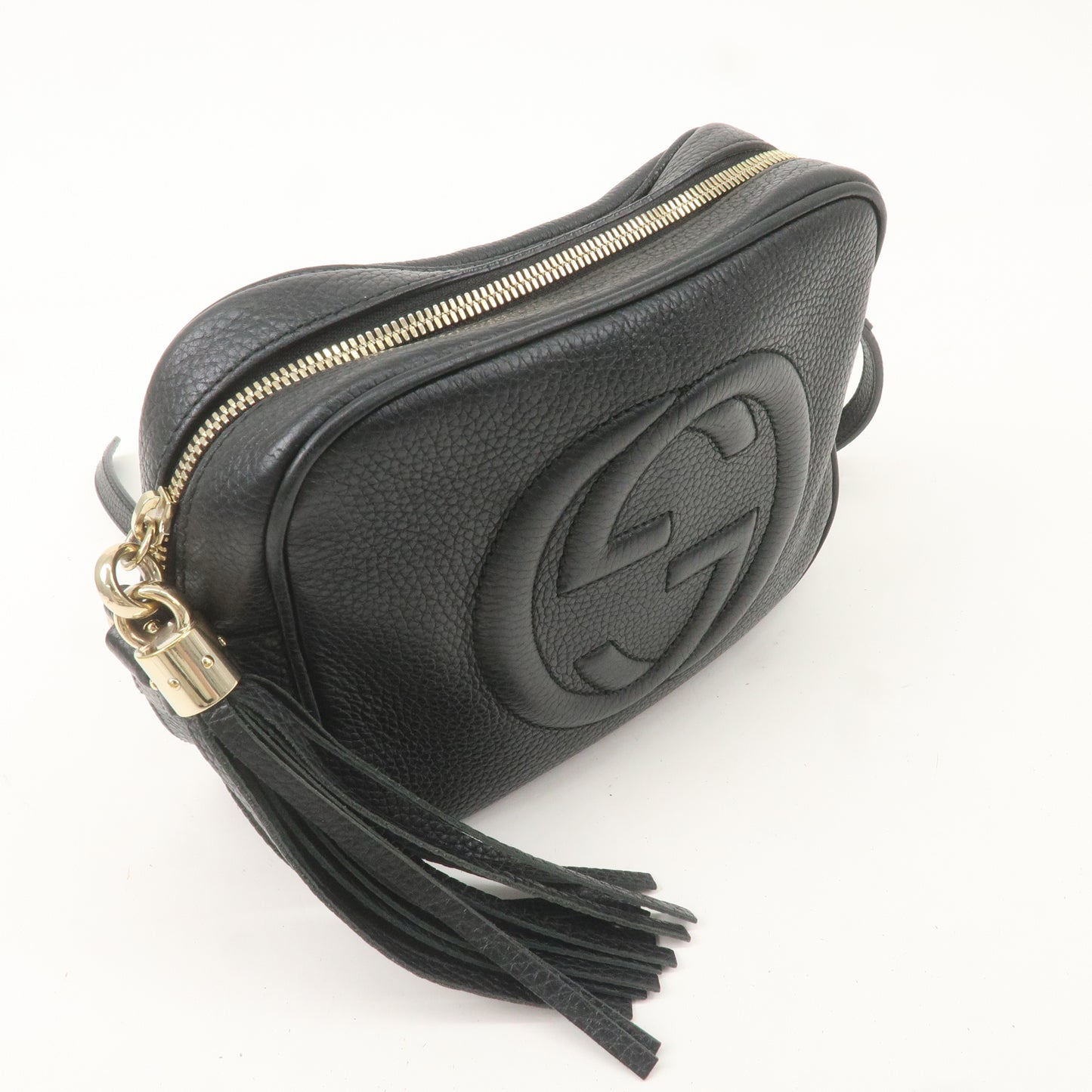 GUCCI SOHO Leather Small Disco Shoulder Bag Black 308364