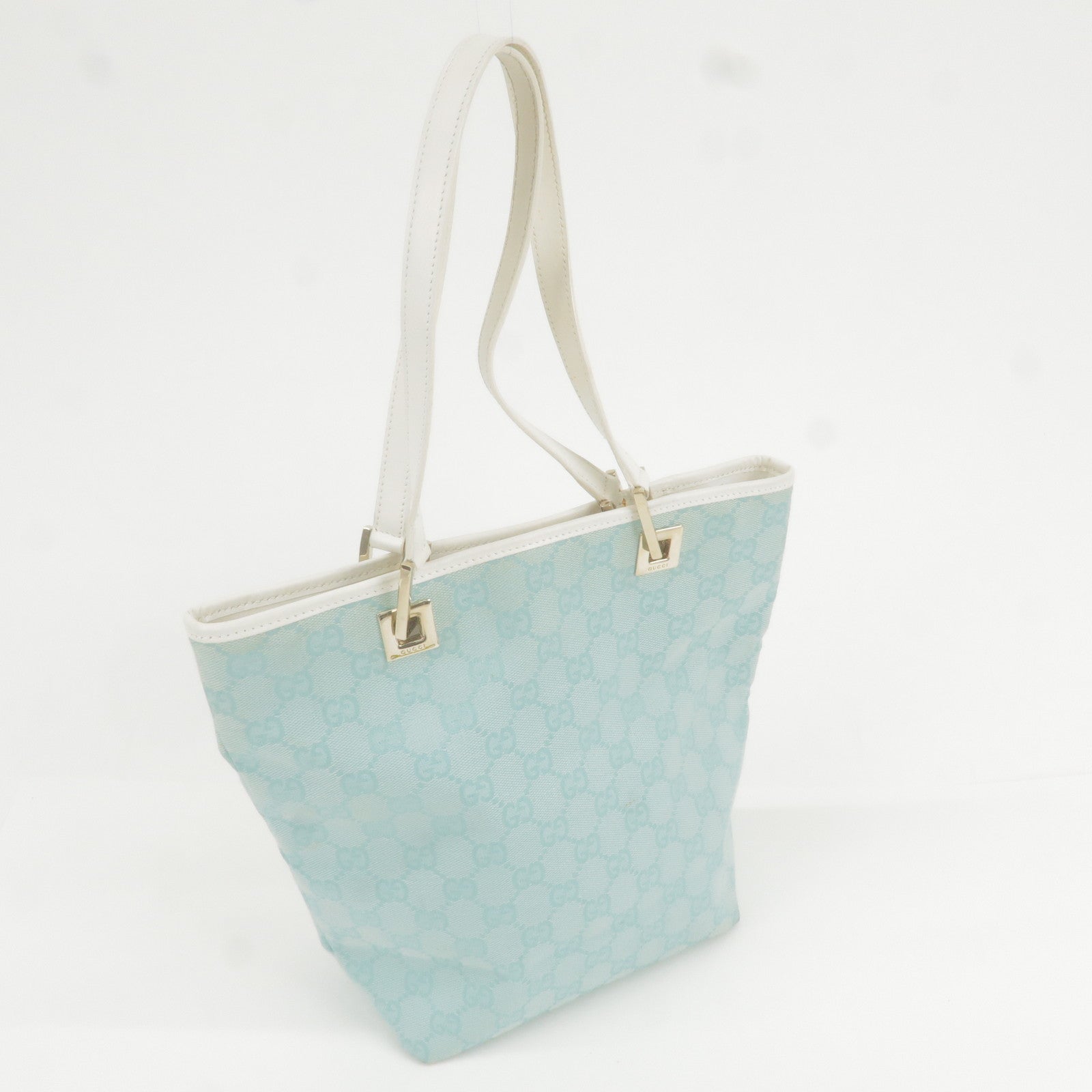 GUCCI-GG-Canvas-Leather-Tote-Bag-Light-Blue-White-002.1099 – dct-ep_vintage  luxury Store