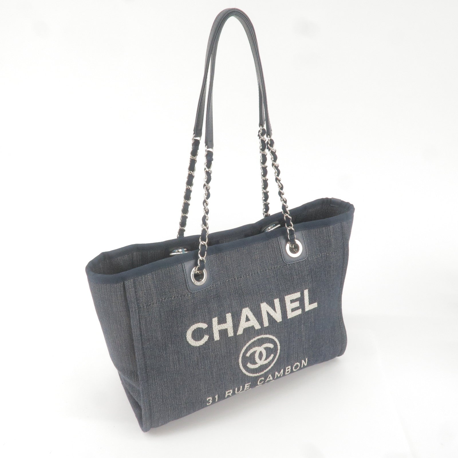 Chanel Deauville Medium Denim Navy Shopping Tote Bag