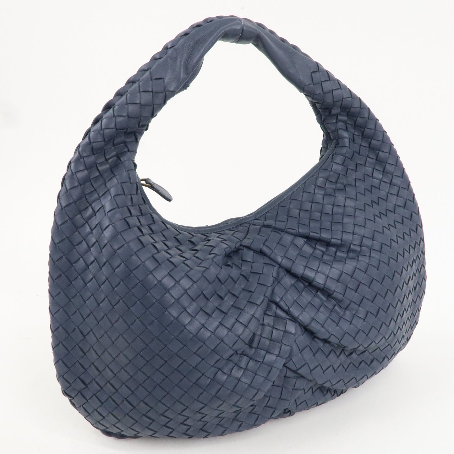 BOTTEGA VENETA Intrecciato Hobo Leather Shoulder Bag Navy 115653