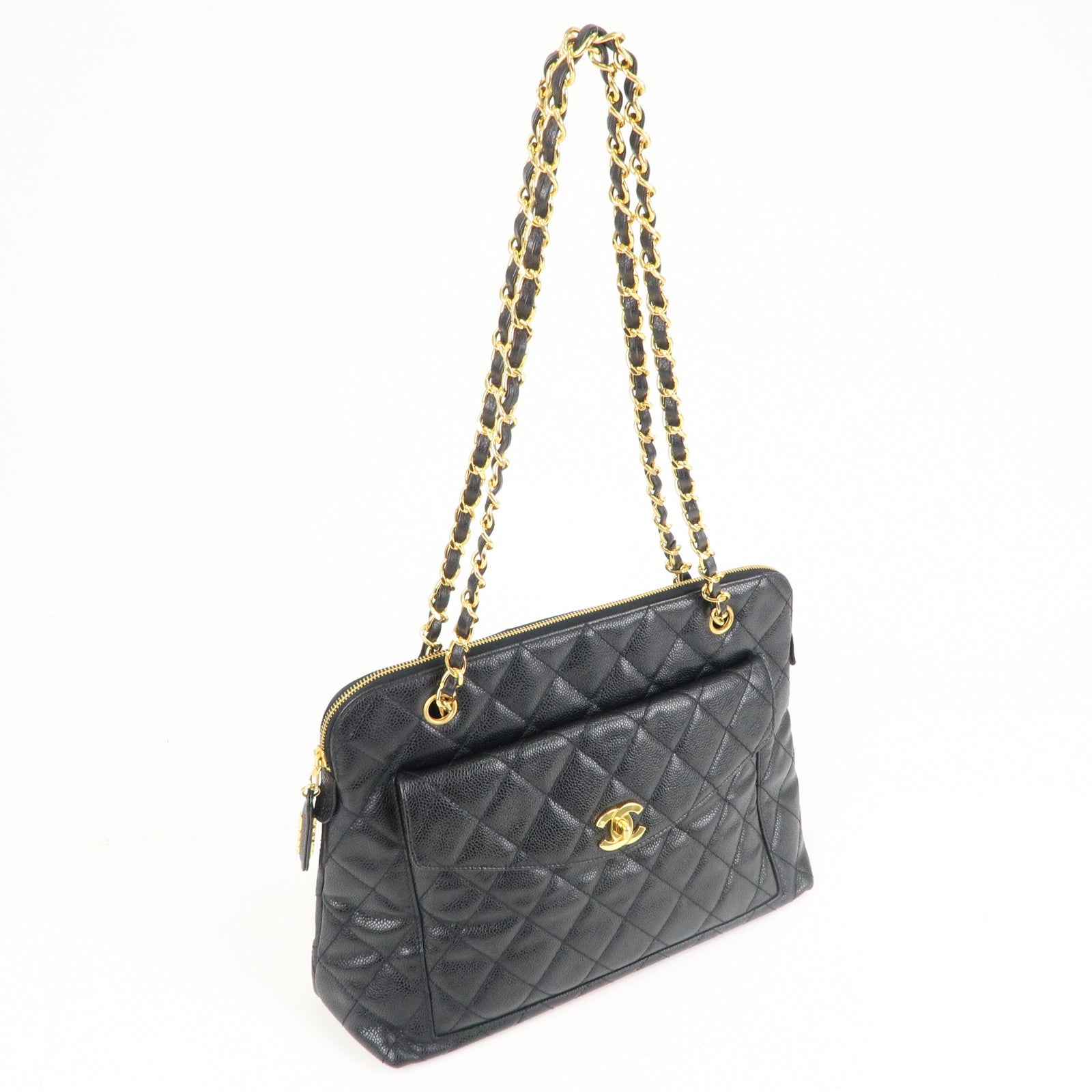 CHANEL-Matelasse-Caviar-Skin-Chain-Tote-Bag-Shoulder-Bag-Black –  dct-ep_vintage luxury Store