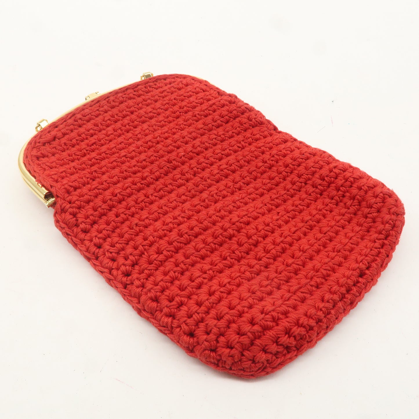 FENDI Baguette Knit Cell Phone Case Shoulder Bag Red 7AR966