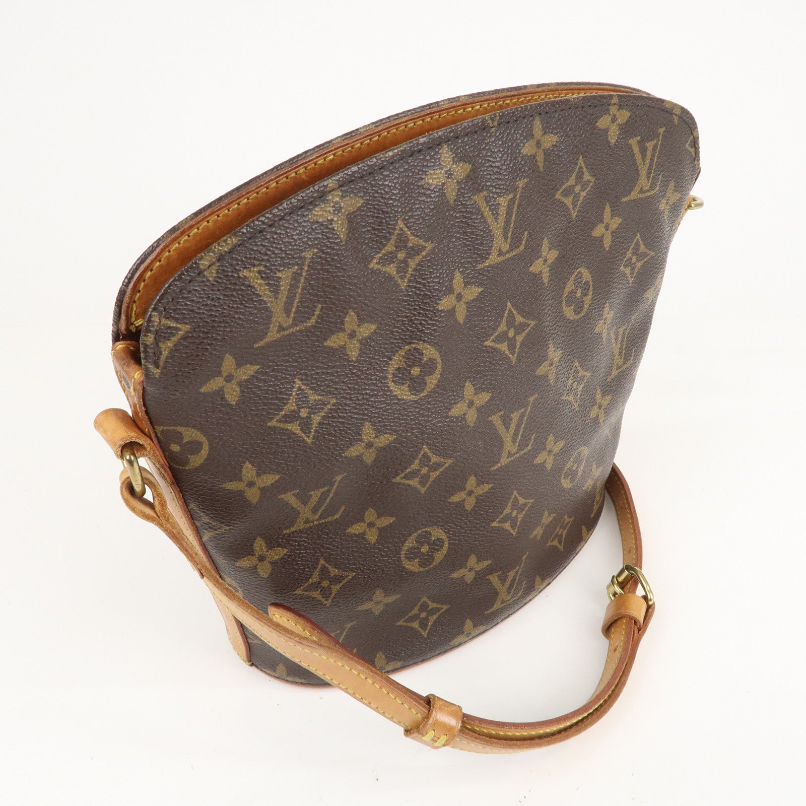 Louis+Vuitton+Drouot+Shoulder+Bag+Brown+Canvas+Monogram for sale online