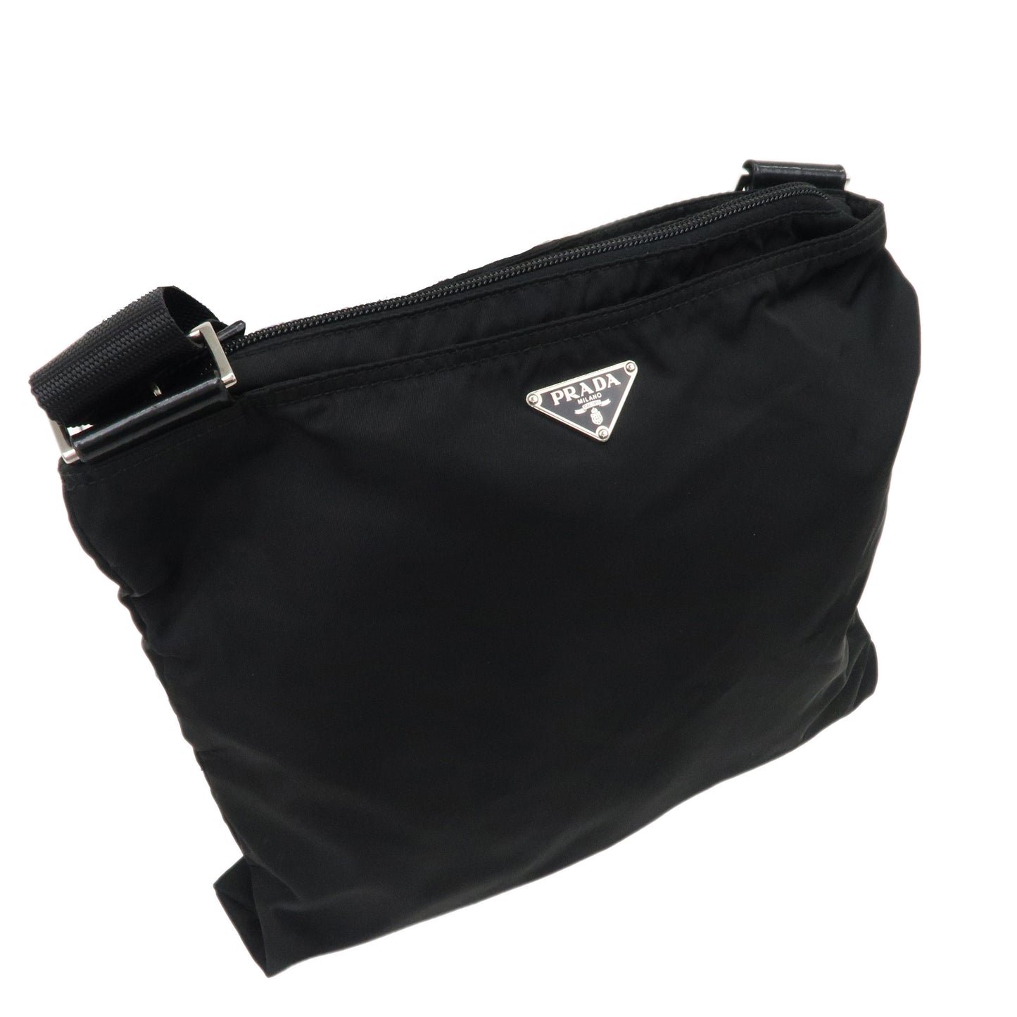 PRADA Logo Nylon Leather Shoulder Bag NERO Black BT0175