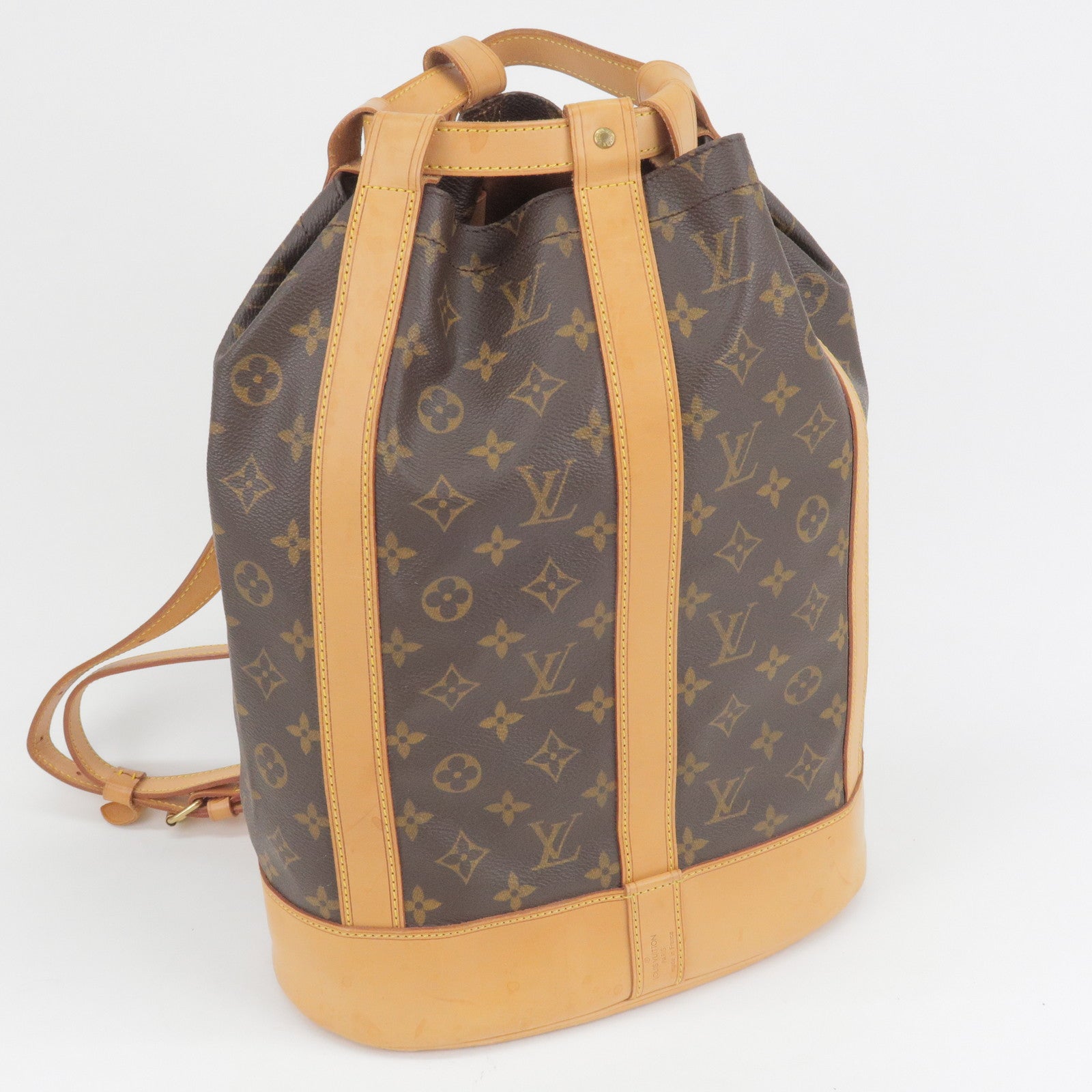 Louis+Vuitton+Randonnee+Bucket+%26+Drawstring+Bag+PM+Brown+Canvas