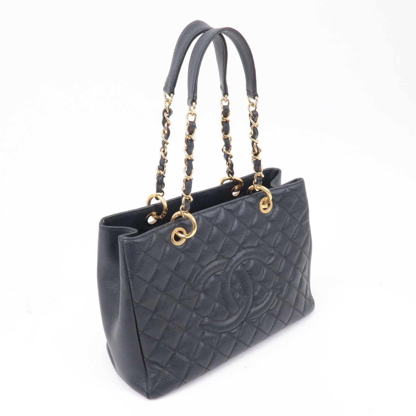 CHANEL Matelasse Caviar Skin GST Chain Tote Bag Black A50995