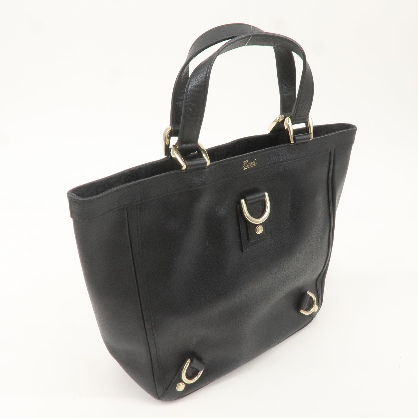 GUCCI Abbey Leather Tote Bag Hand Bag Black 130739