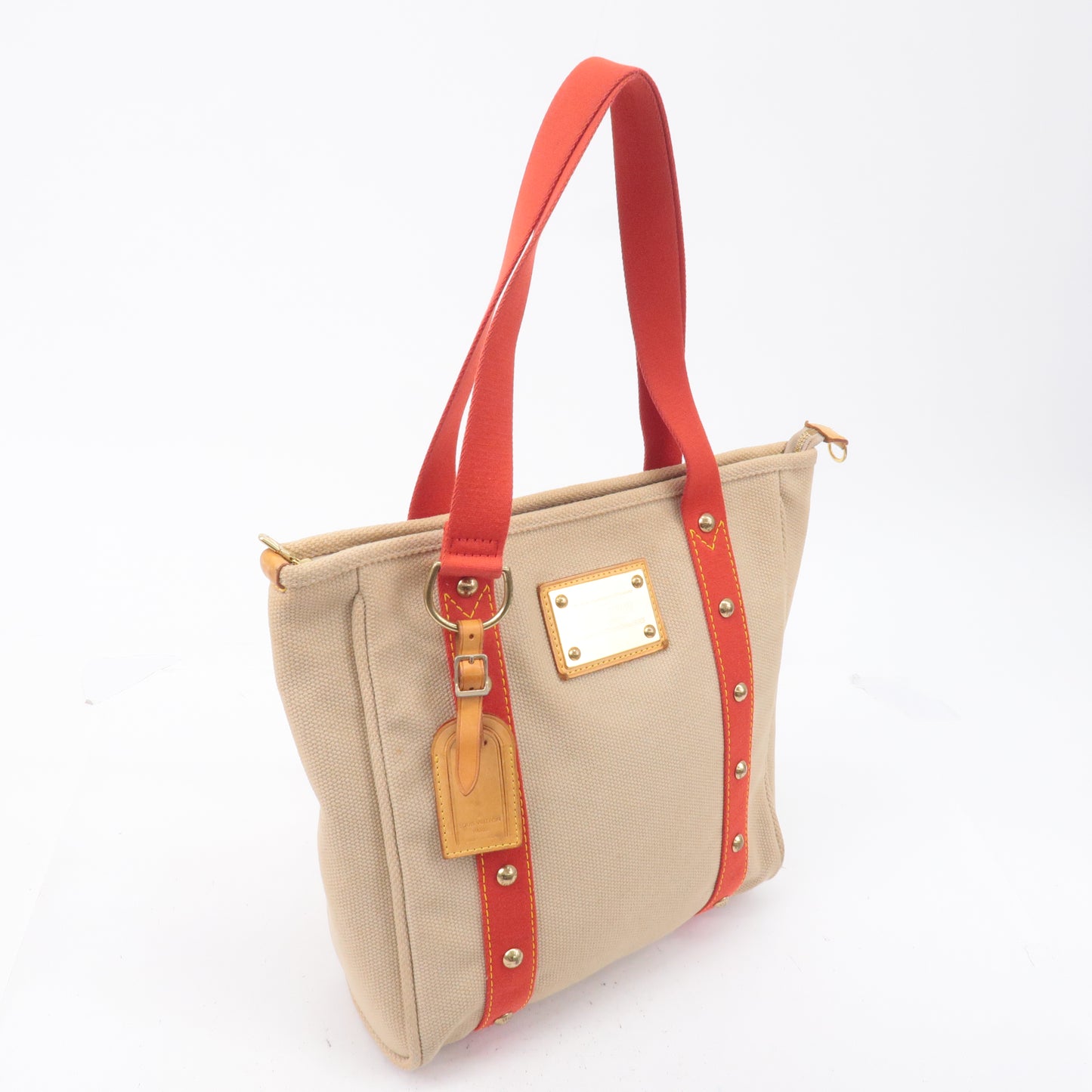 Louis Vuitton Antigua Cabas MM Tote Bag Hand Bag Rouge M40035