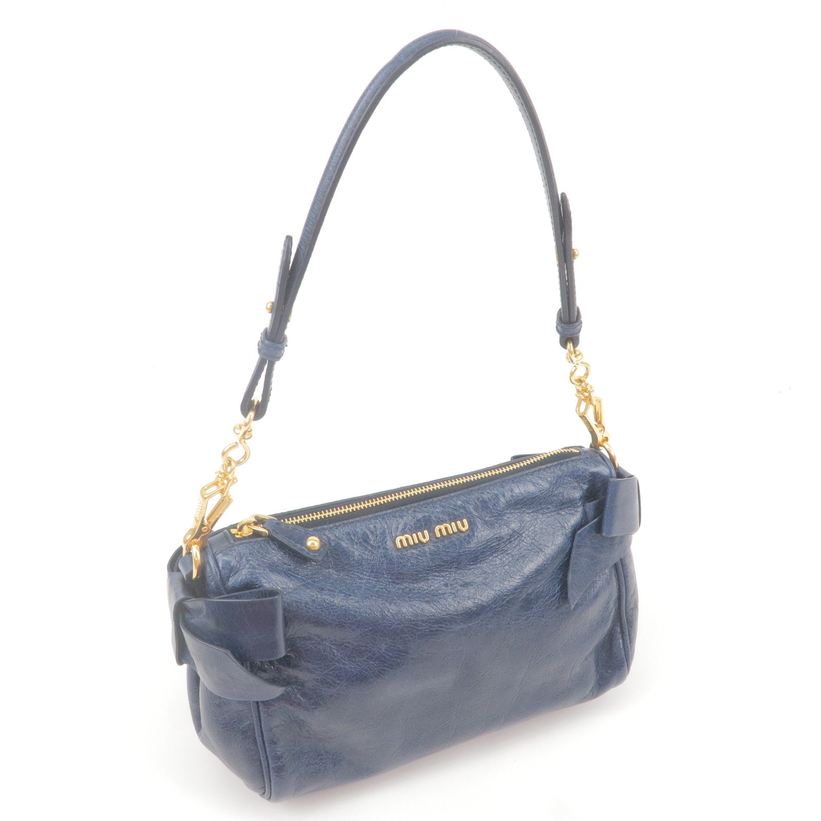 バッグ miumiu leather ribbon hand bag Miu Miu Grey Vitello Leather Ribbon 2way Hand Bag Shoul