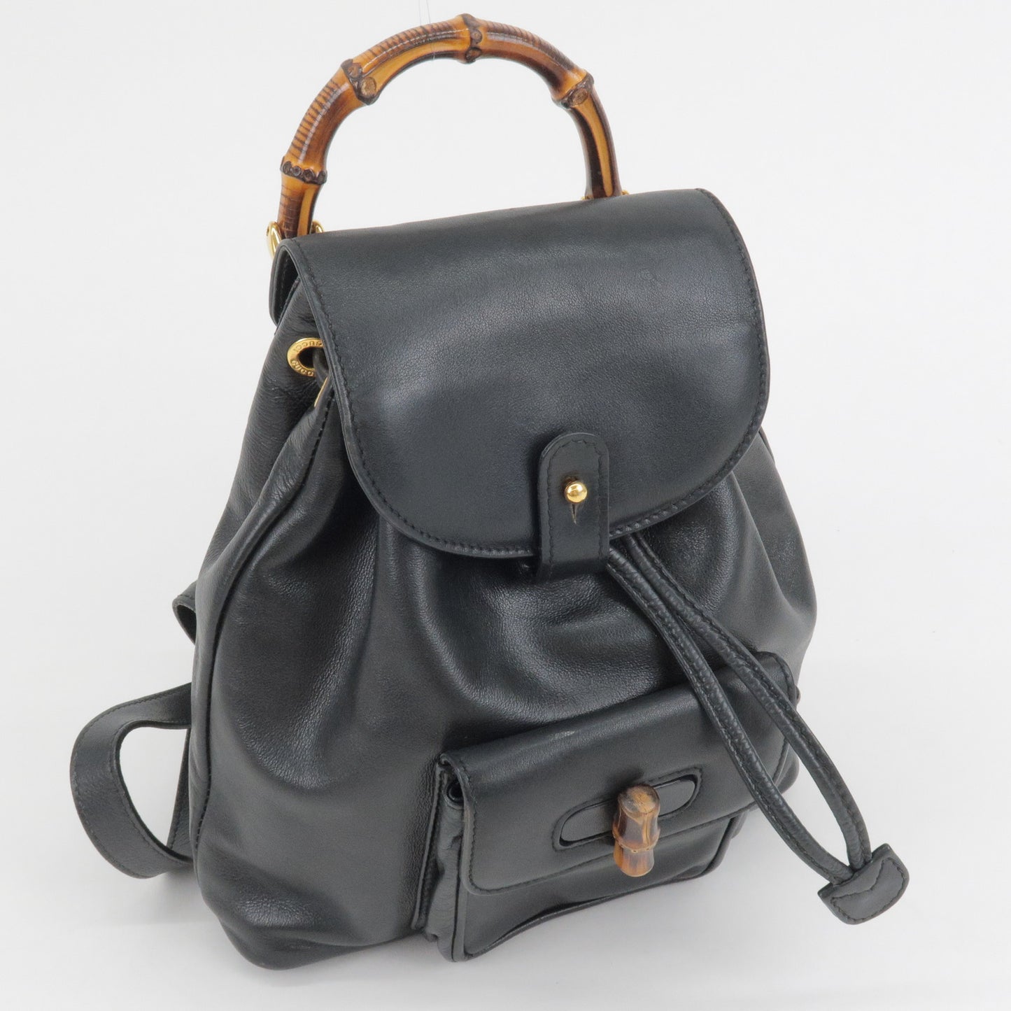 GUCCI Leather Bamboo Back Pack Ruck Sack Black 003.1705.0030