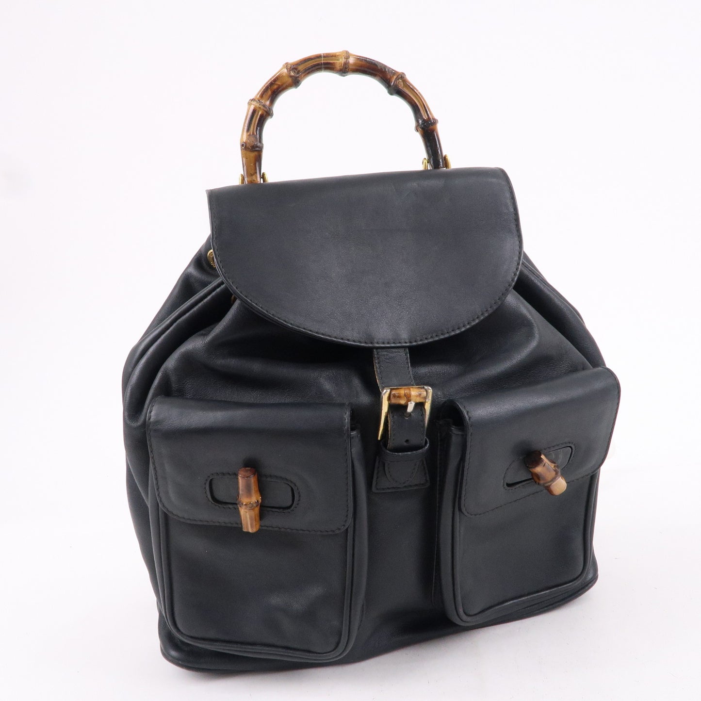 GUCCI Bamboo Back Pack Leather Black 003.2058.0016