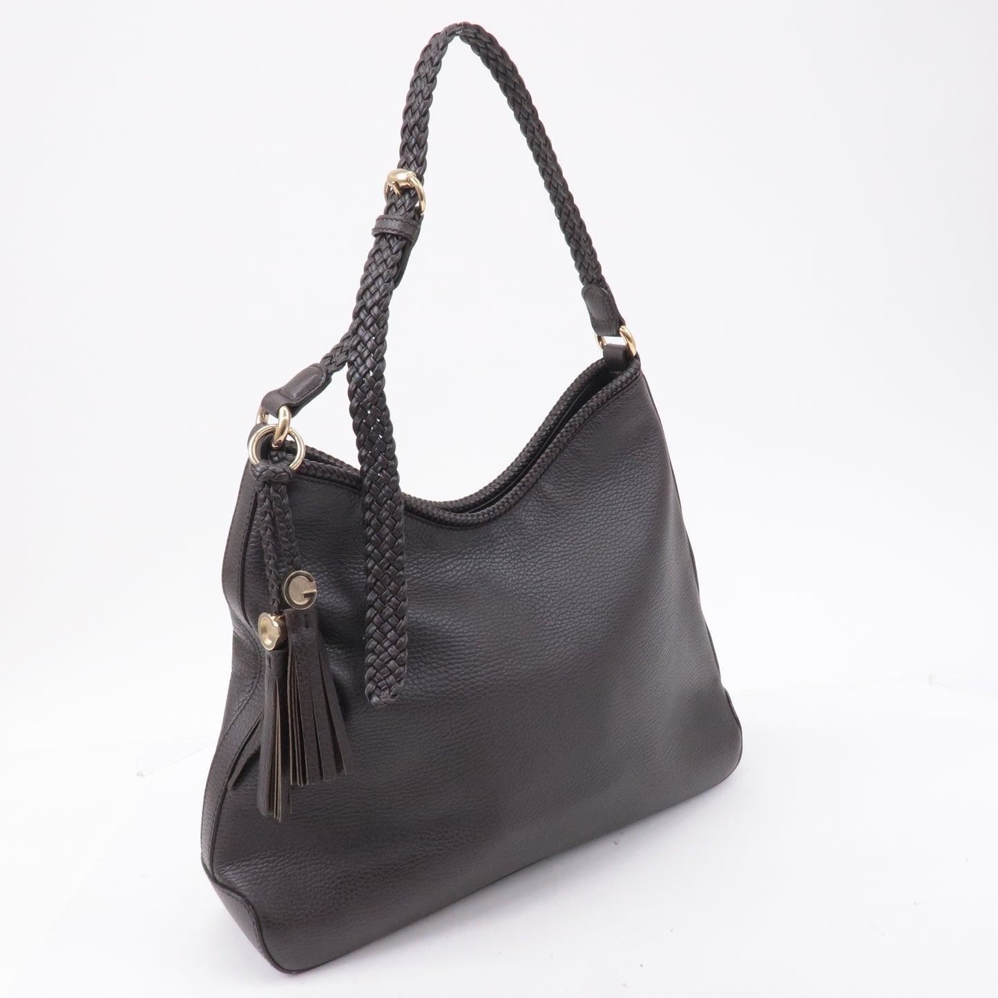 GUCCI Leather Shoulder Bag Hand Bag Dark Brown 336659