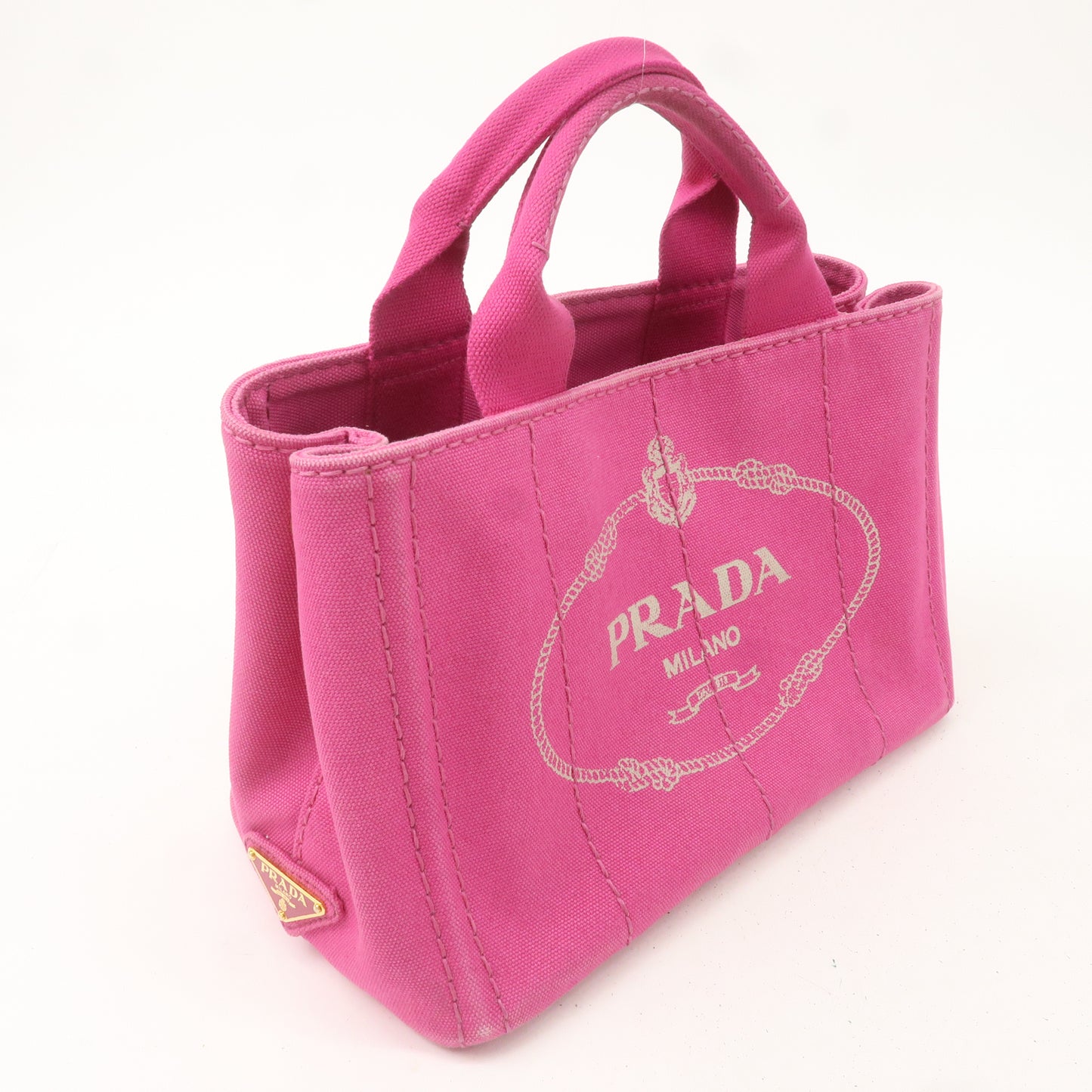 PRADA Canapa Mini Canvas Tote Bag Hand Bag Pink BN2439