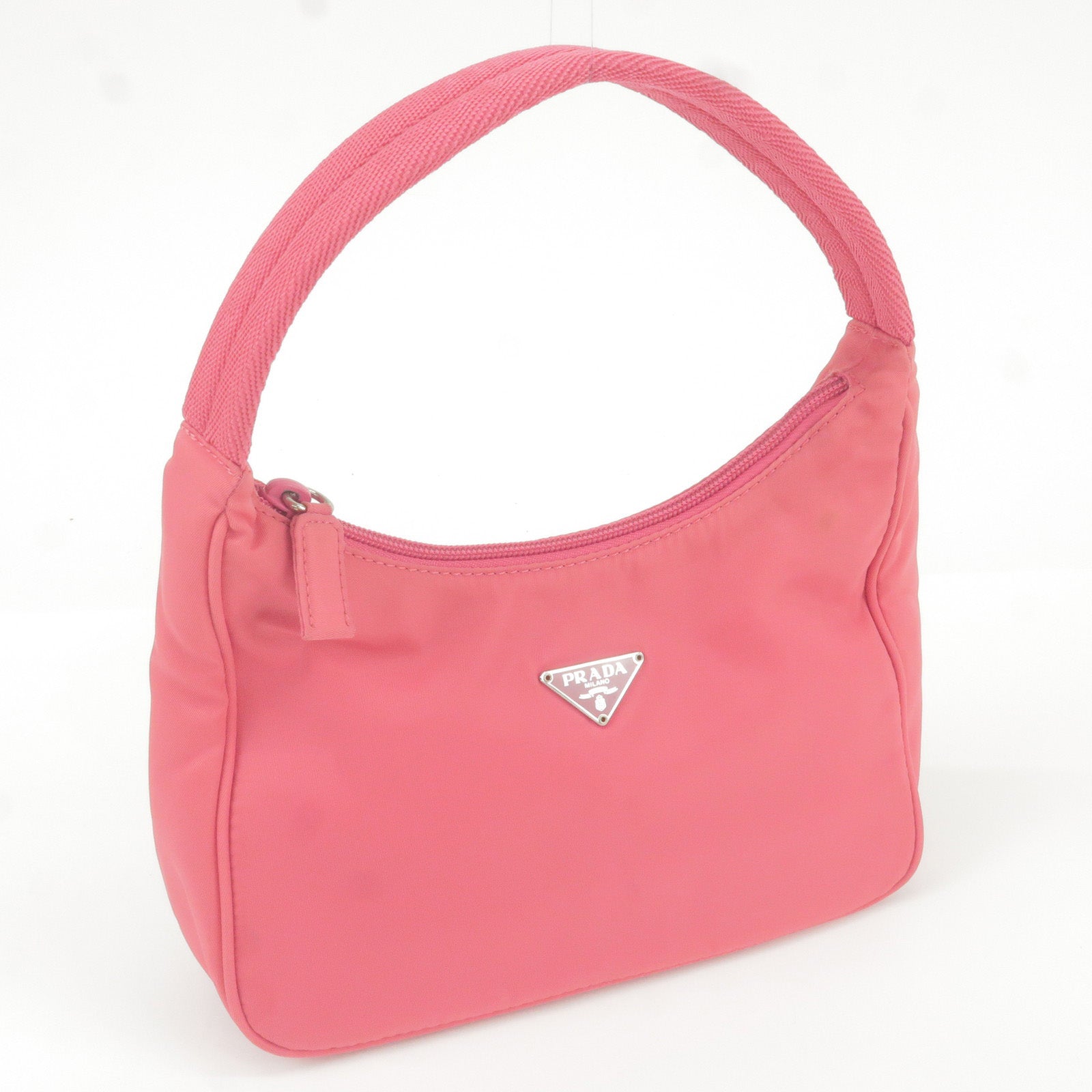 red pink prada leather handbag