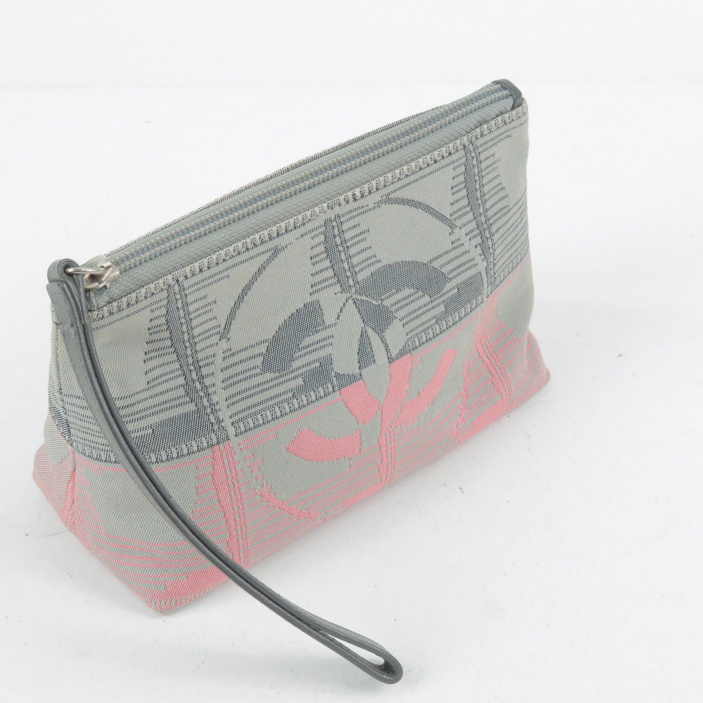 CHANEL New Travel Line Pouch Clutch Bag Gray Pink