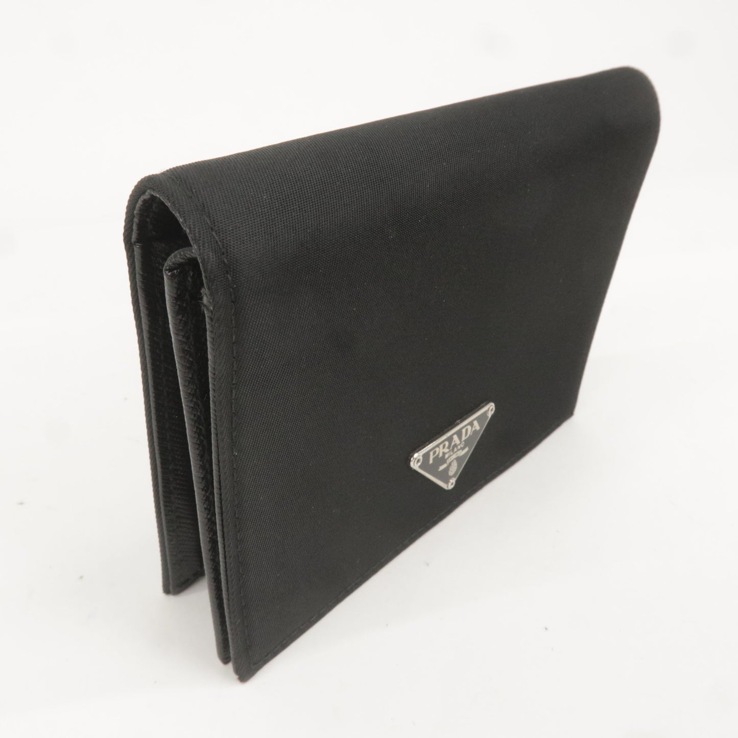 PRADA Logo Nylon Bi-fold Wallet Black M668